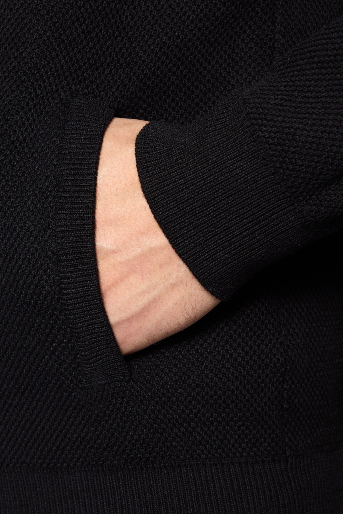 Sweter Rozpinany Czarny z Bawełny PM11