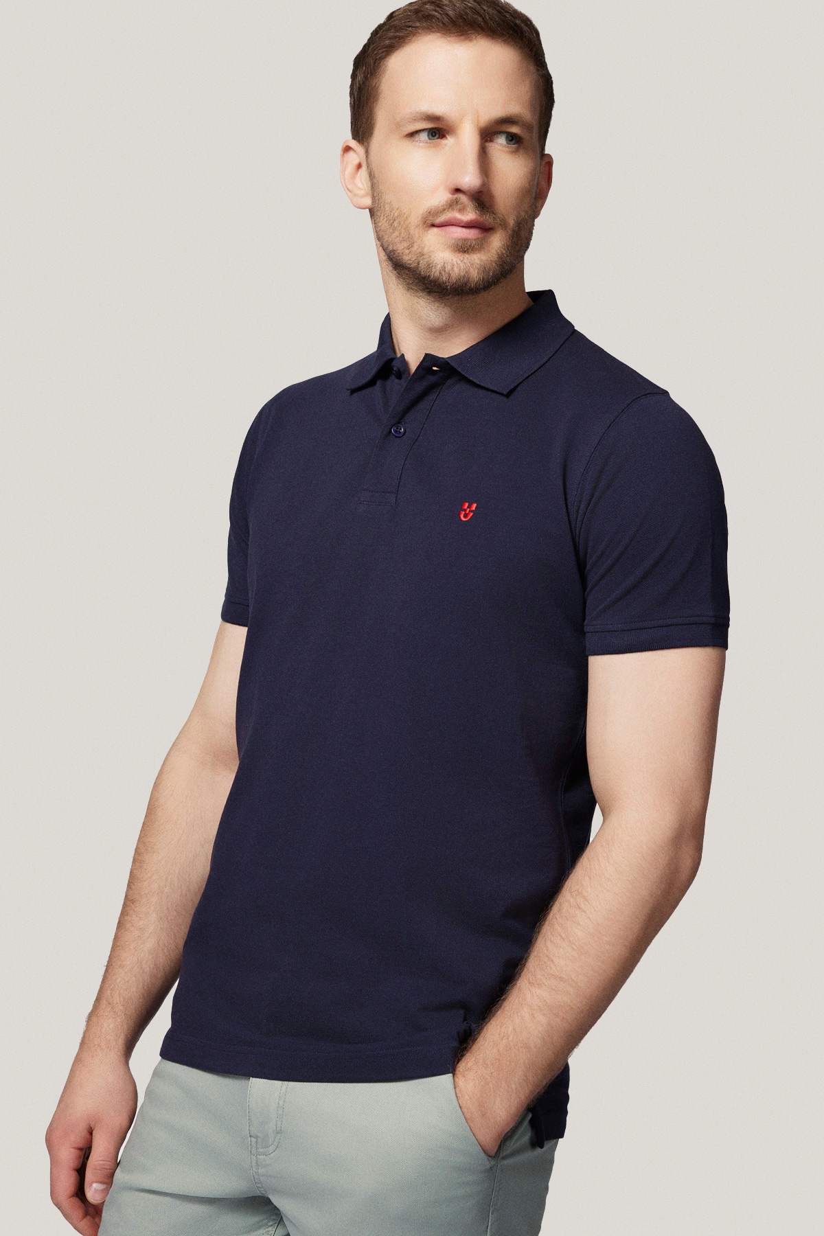 Koszulka Polo z Bawełny Granatowa PM3