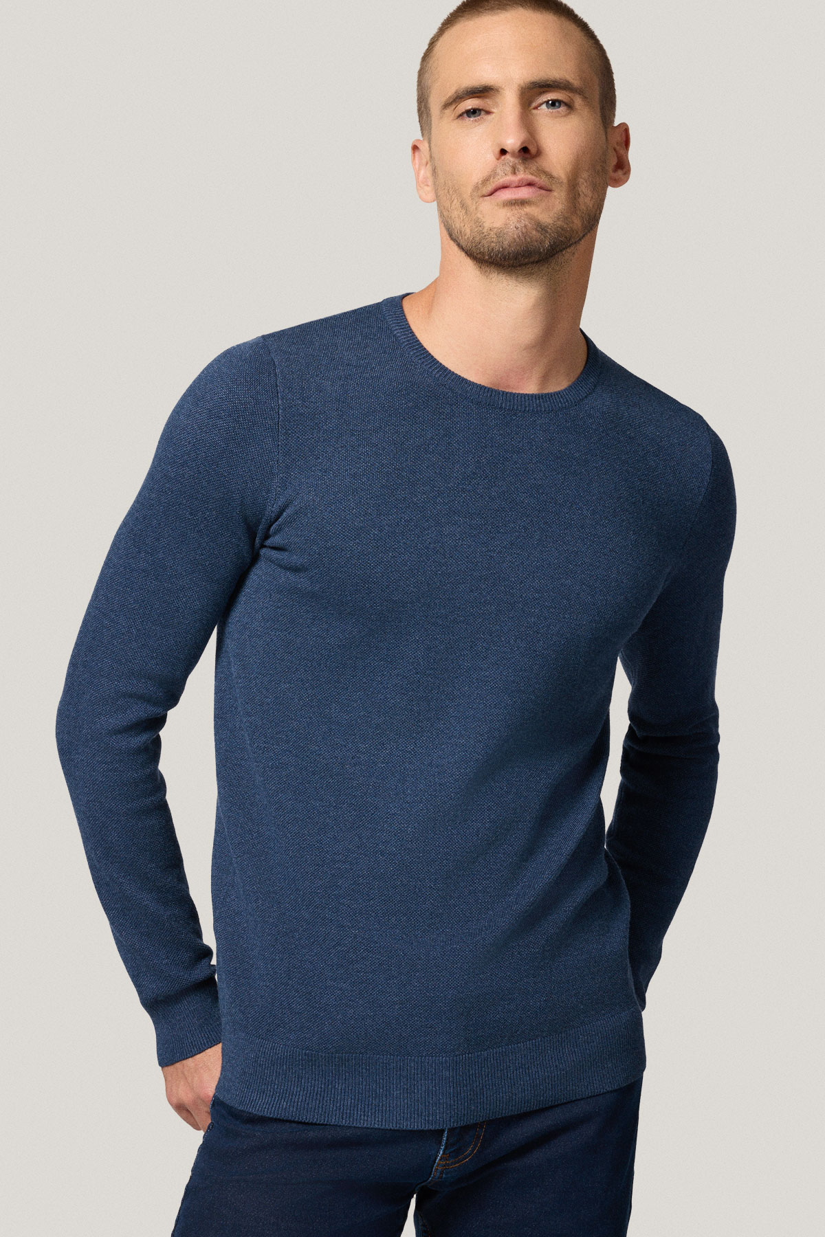 Sweter Granatowy z Wiskozą O-neck PM16