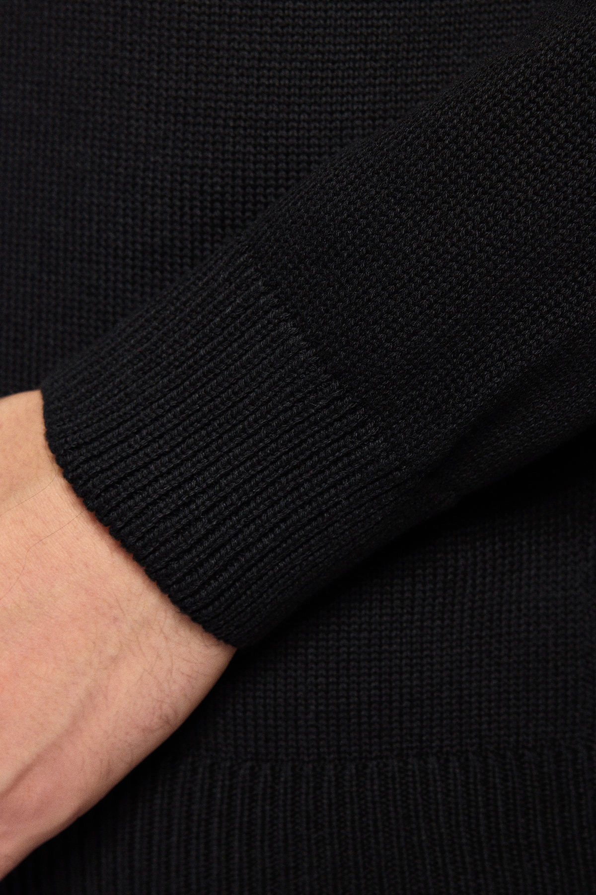 Sweter Rozpinany pod Szyją Czarny z Bawełny PM10