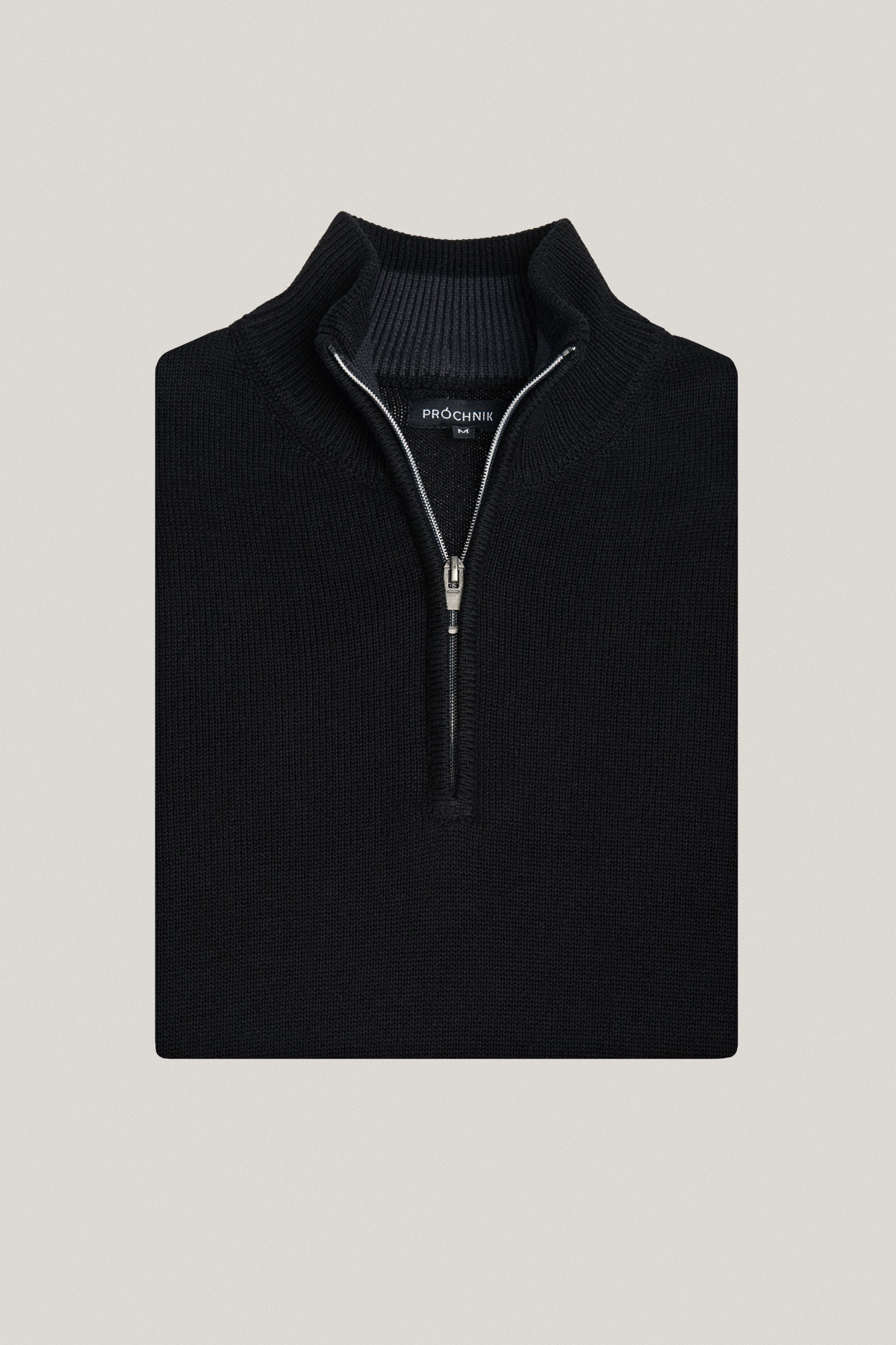 Sweter Rozpinany pod Szyją Czarny z Bawełny PM10