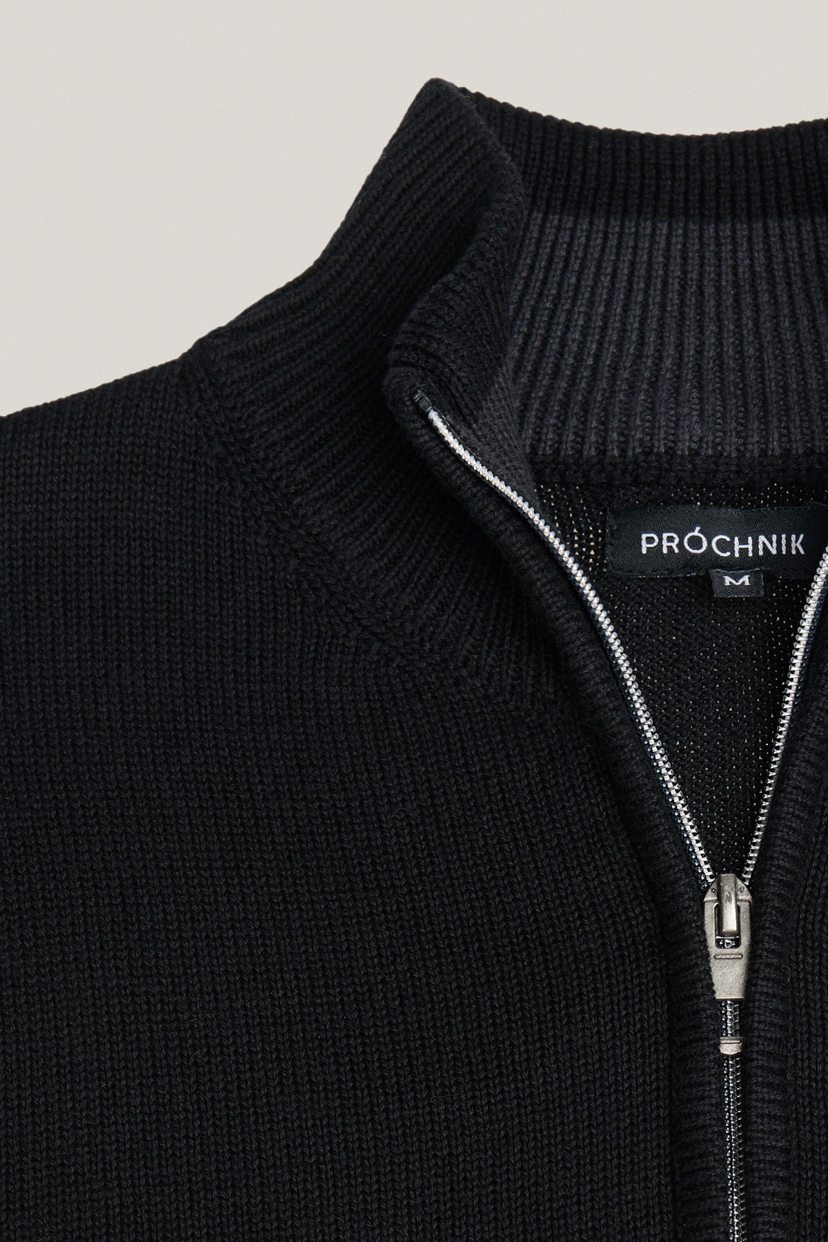 Sweter Rozpinany pod Szyją Czarny z Bawełny PM10