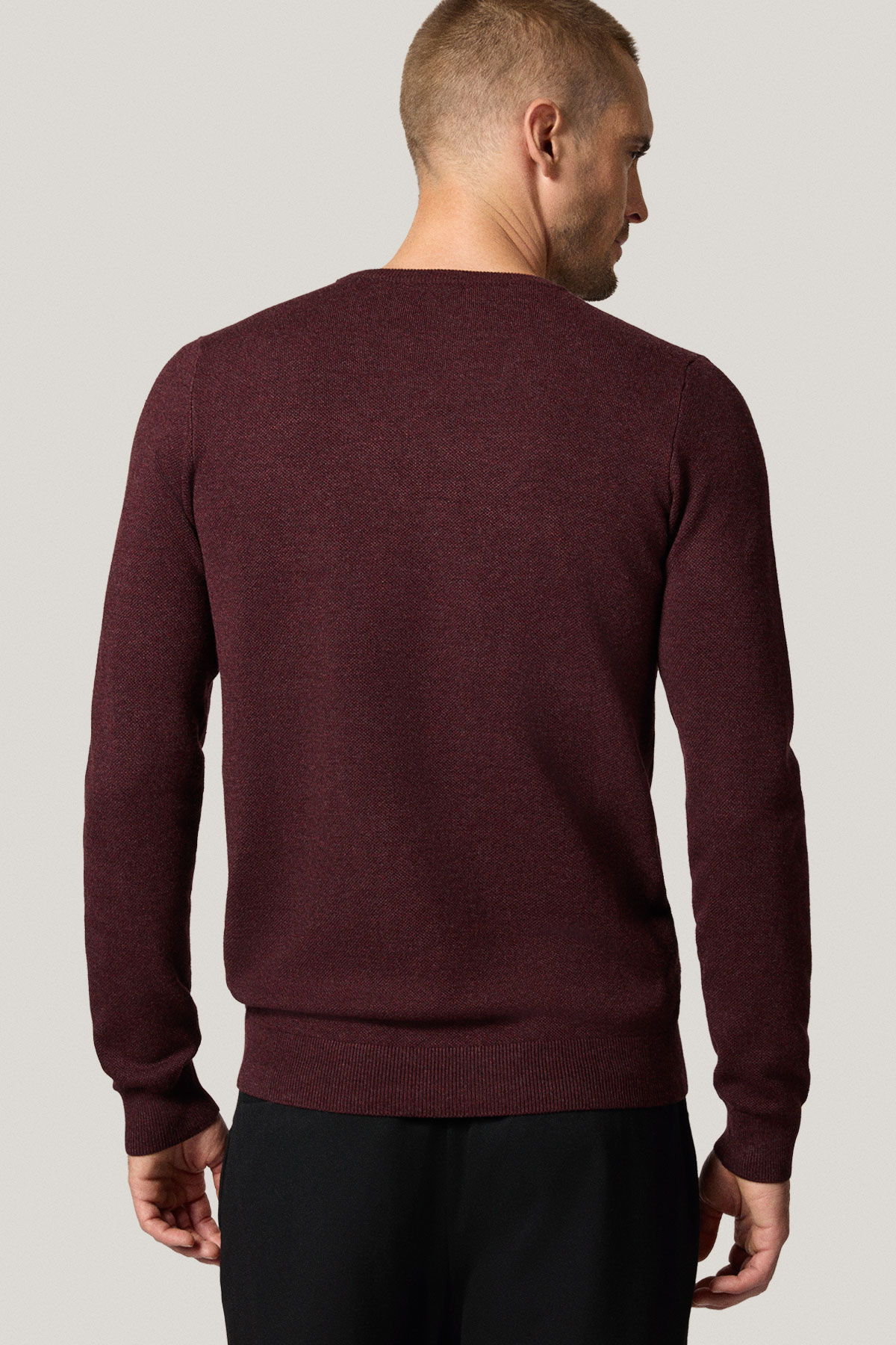 Sweter Bordowy z Wiskozą O-neck PM16
