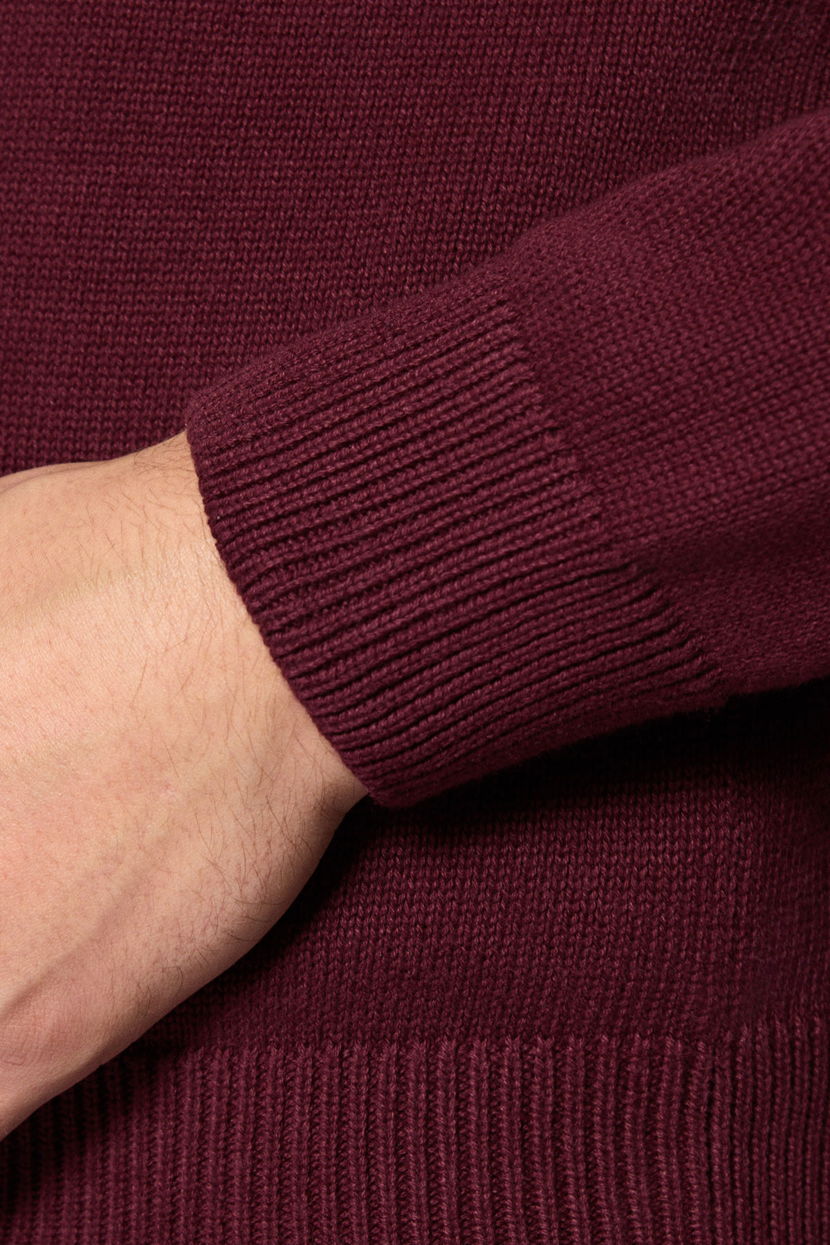 Sweter Rozpinany pod Szyją Bordowy z Bawełny PM10