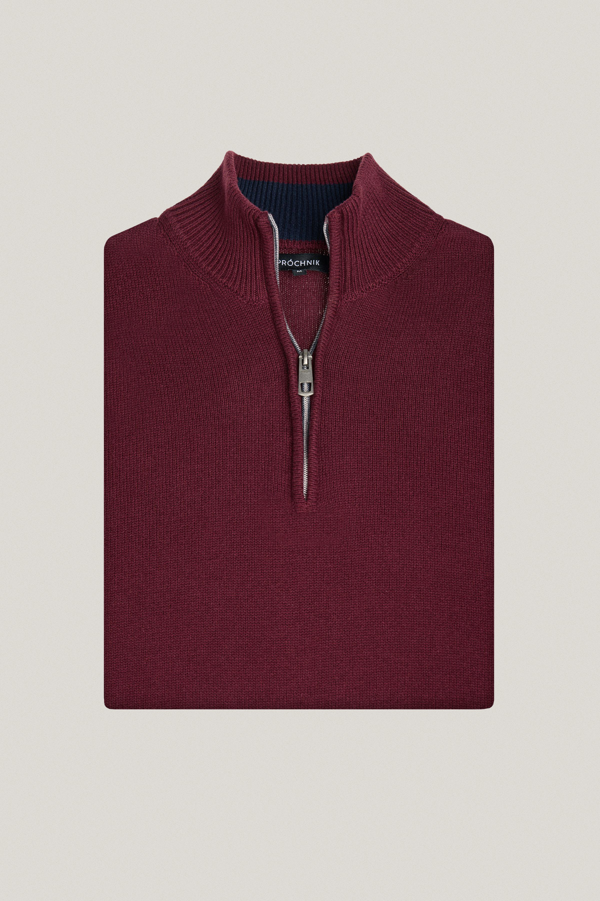 Sweter Rozpinany pod Szyją Bordowy z Bawełny PM10