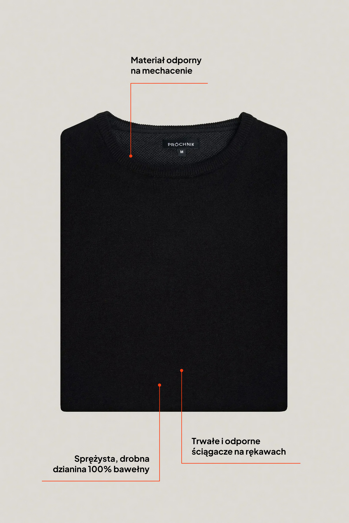 Sweter Czarny Bawełniany O-neck PM8