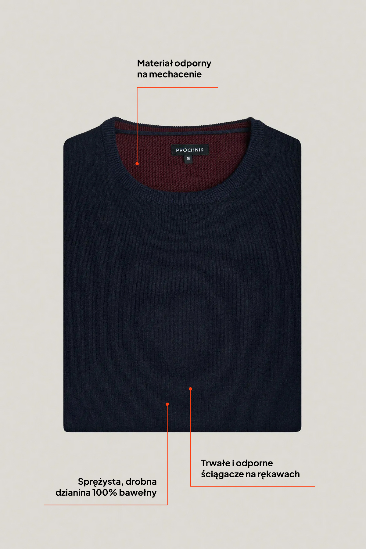 Sweter Ciemnogranatowy Bawełniany O-neck PM8