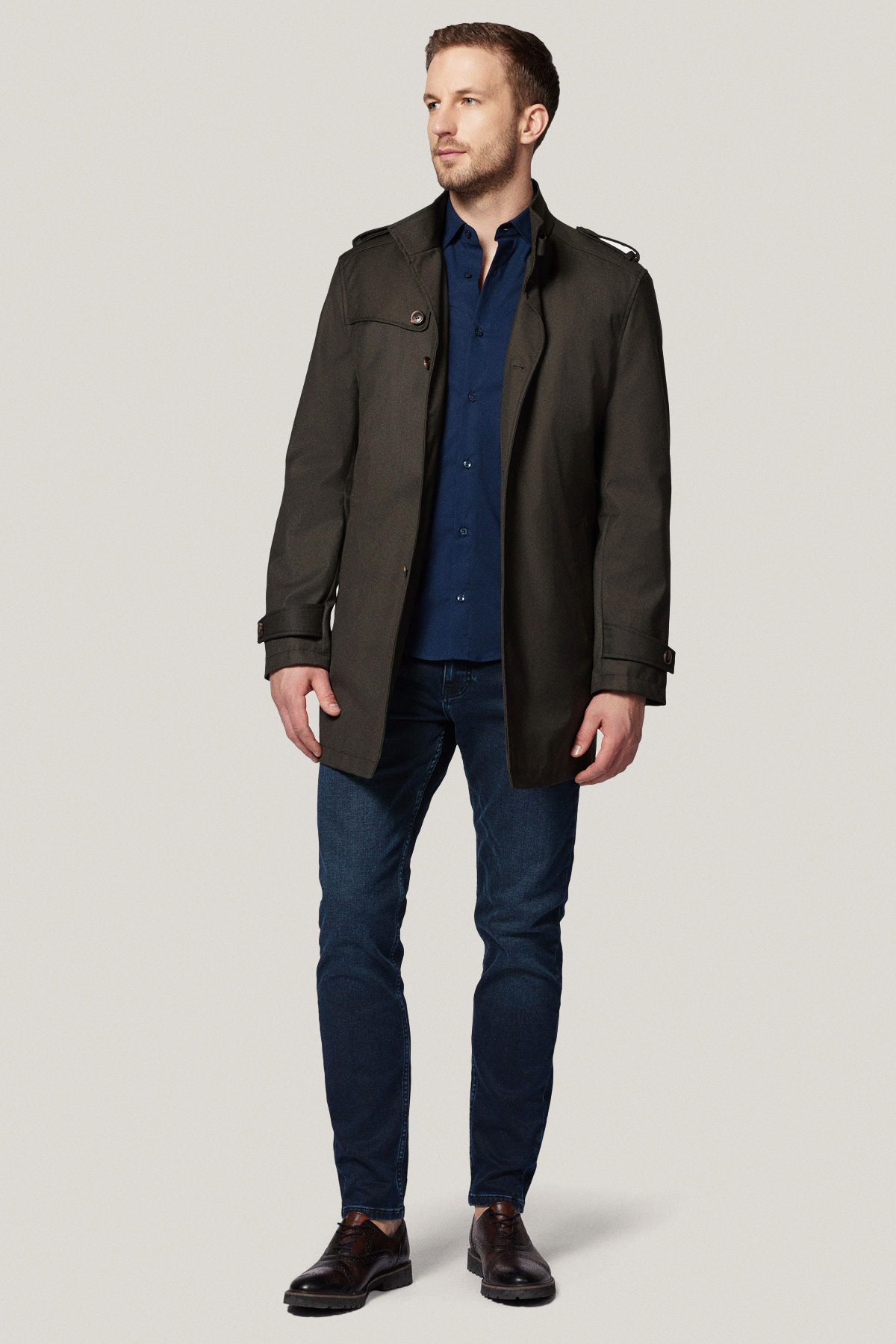 Płaszcz Przejściowy Zielony Jednorzędowy PM2