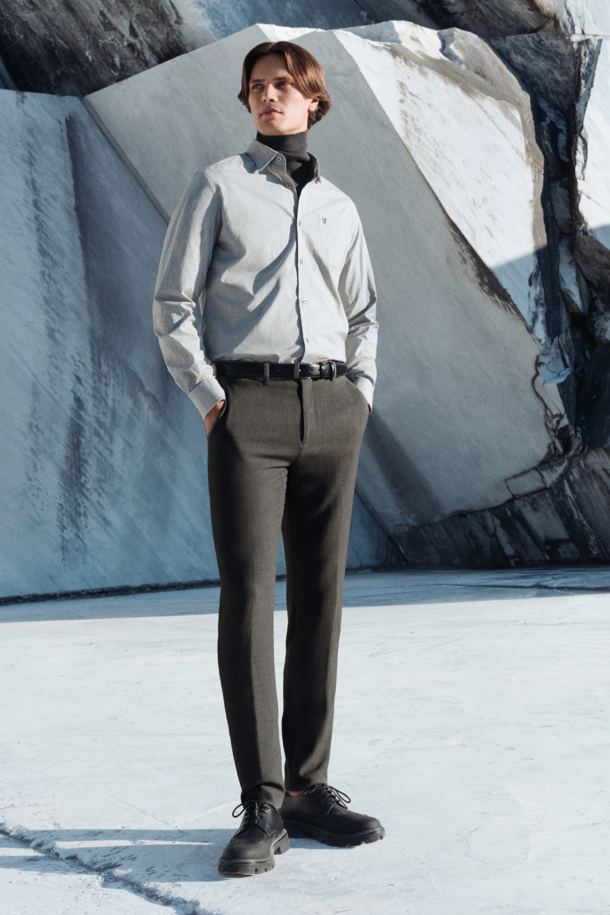 Spodnie Chino Slim Fit Szare z Bawełny PM2  