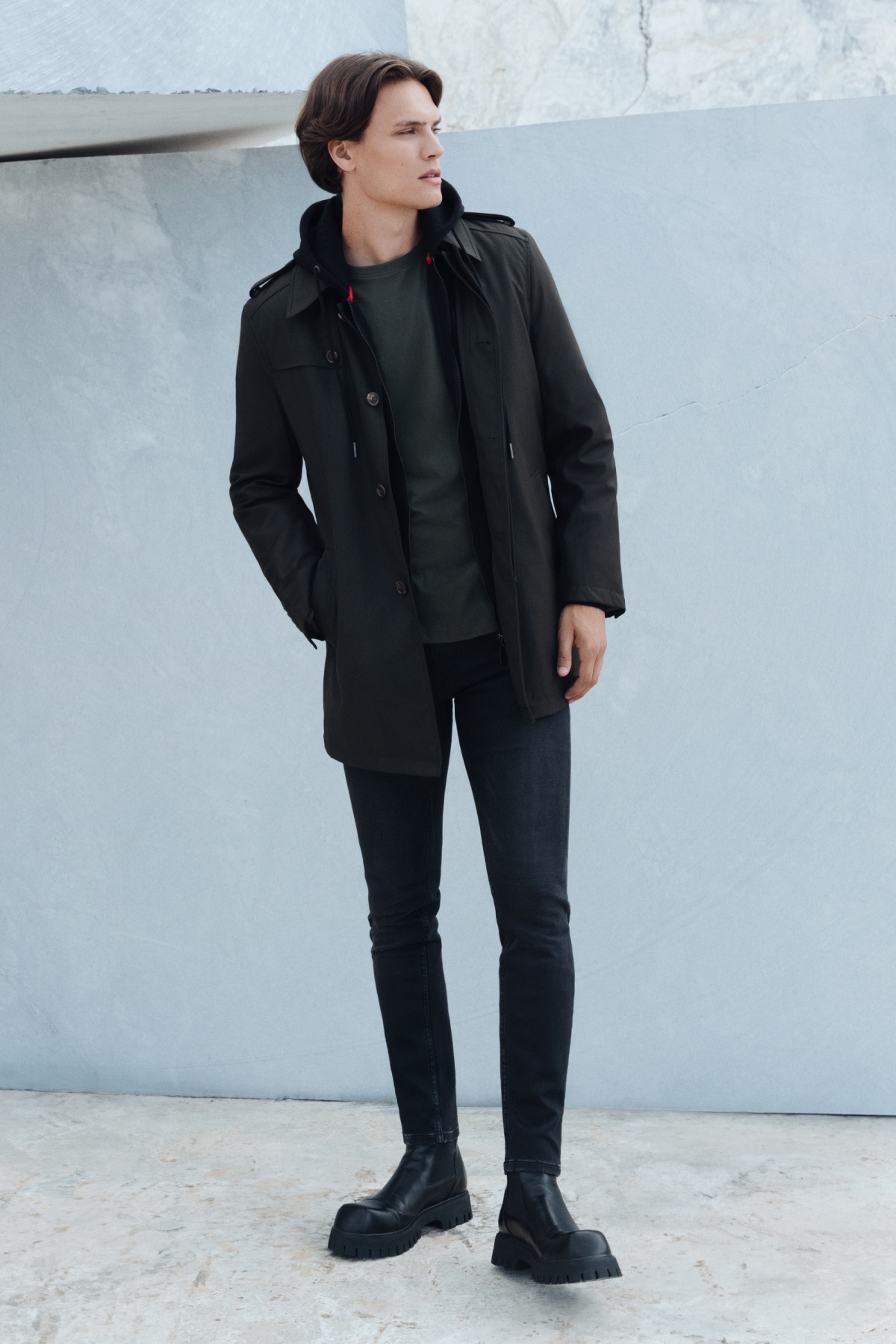 Płaszcz Przejściowy Zielony Jednorzędowy PM2