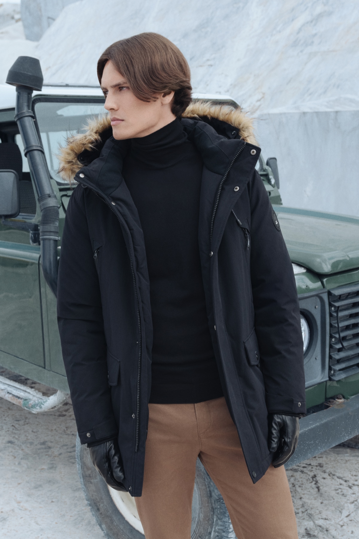 Spodnie Chino Slim Fit Beżowe z Bawełny PM2