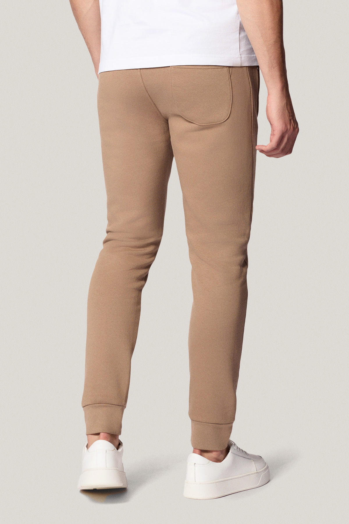 Spodnie Dresowe Beżowe z Haftem z Bawełną PM4