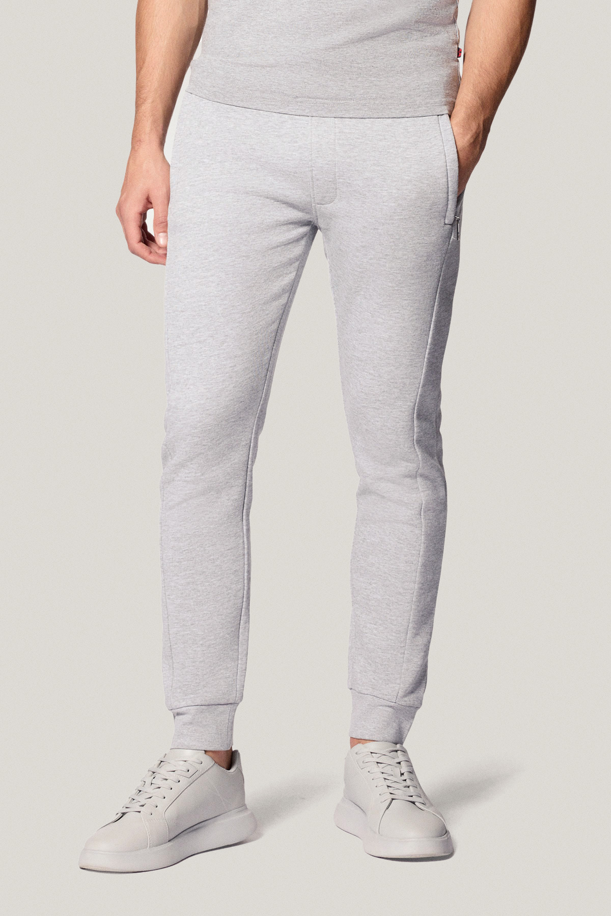 Spodnie Dresowe Szare z Haftem z Bawełną PM4