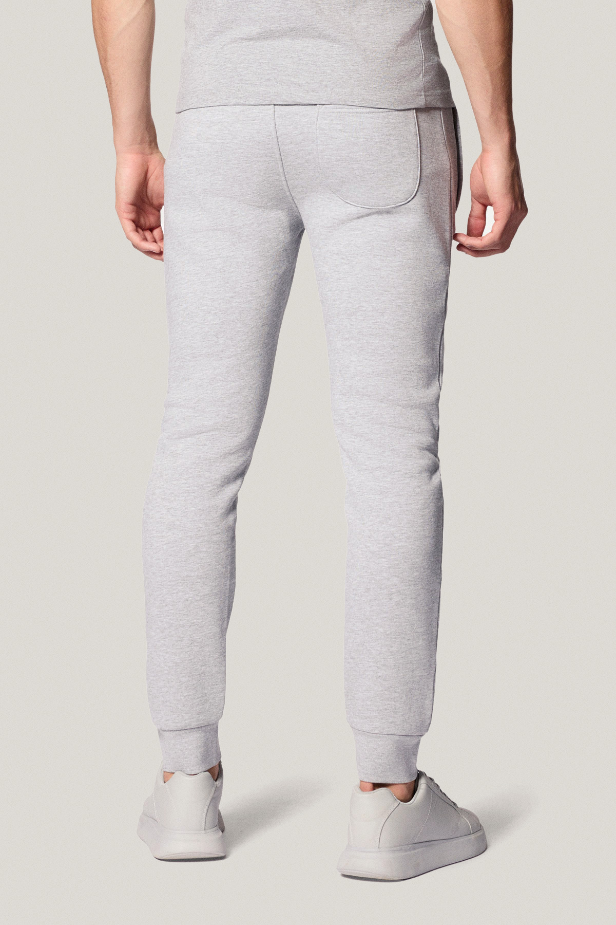 Spodnie Dresowe Szare z Haftem z Bawełną PM4
