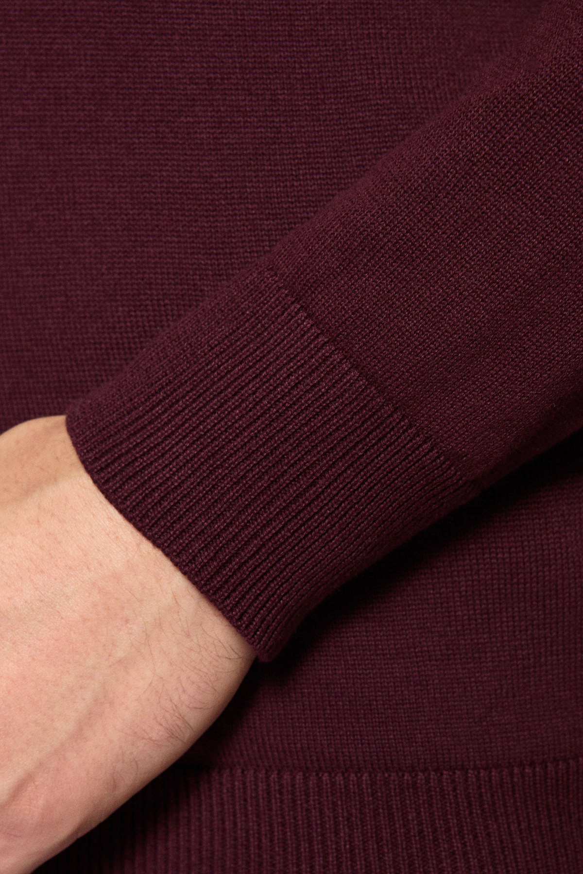 Sweter Bordowy Bawełniany V-neck PM7