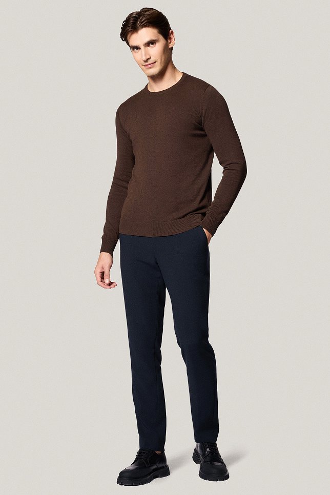 Sweter Brązowy Bawełniany O-neck PM8