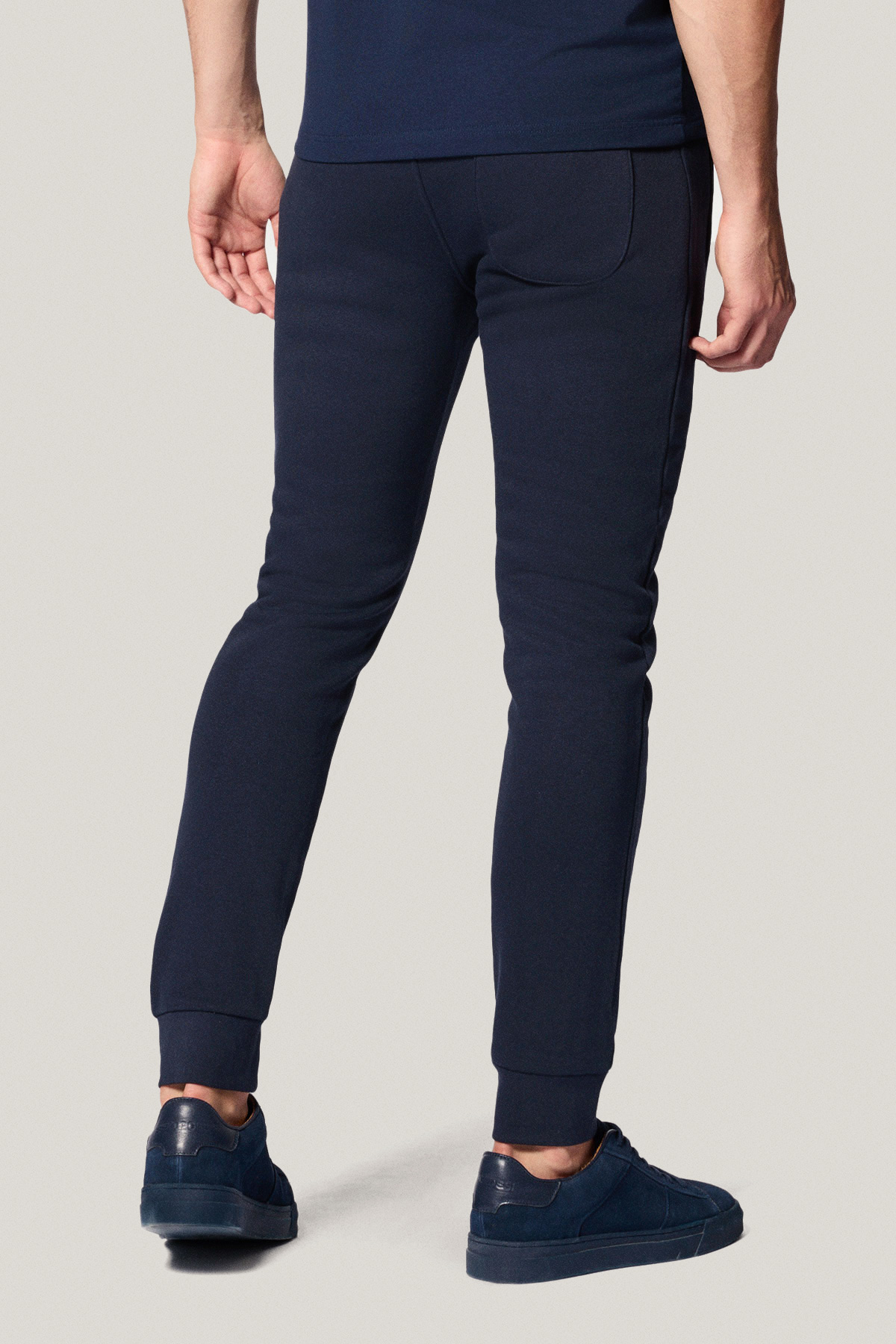 Spodnie Dresowe Granatowe z Haftem z Bawełną PM4