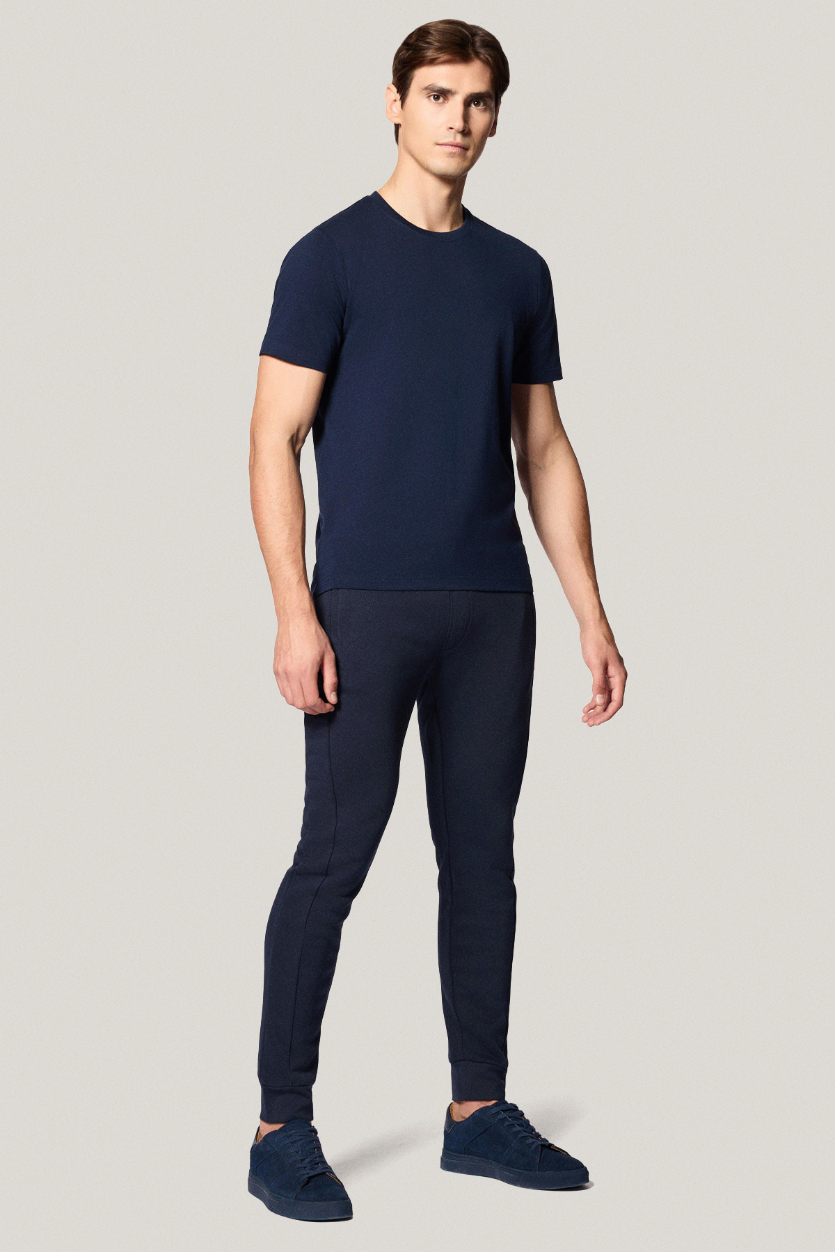 Spodnie Dresowe Granatowe z Haftem z Bawełną PM4