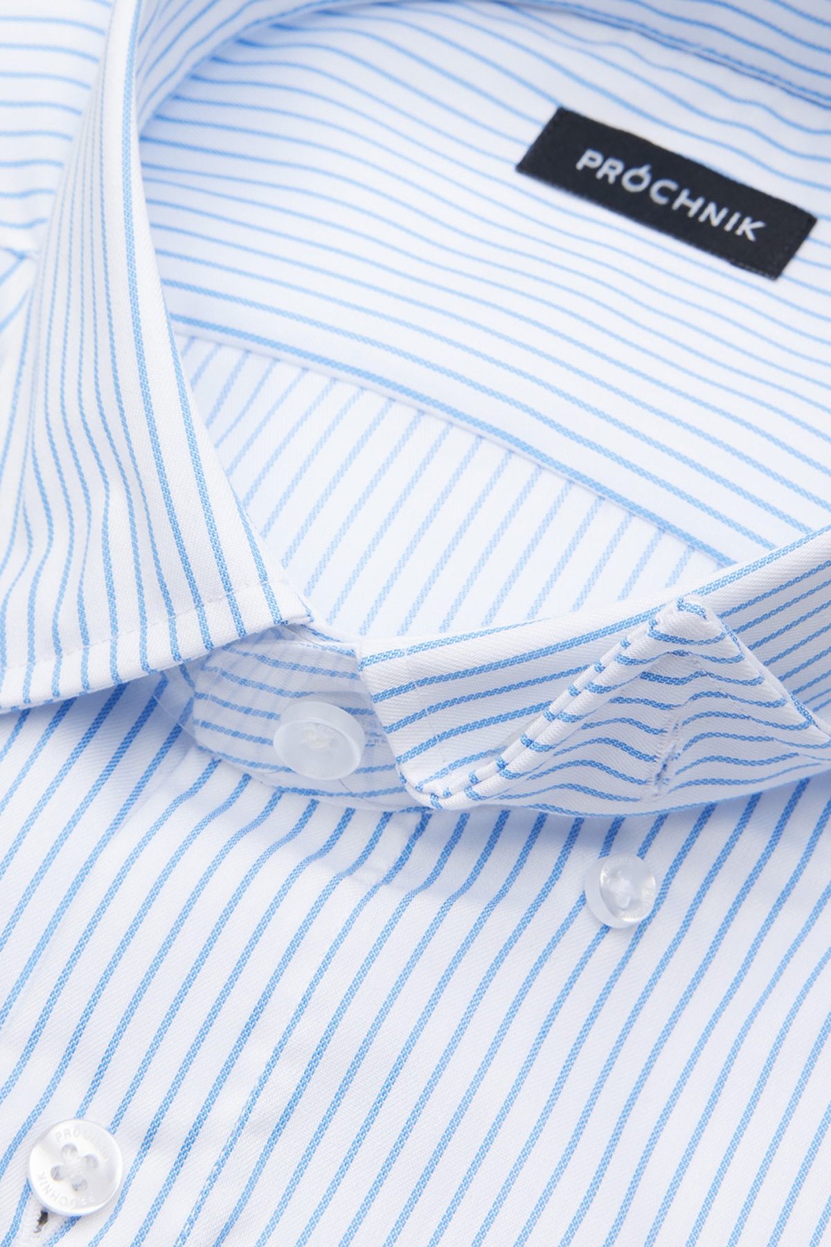 Koszula Biała w Prążek z Bawełny z Długim Rękawem PM53