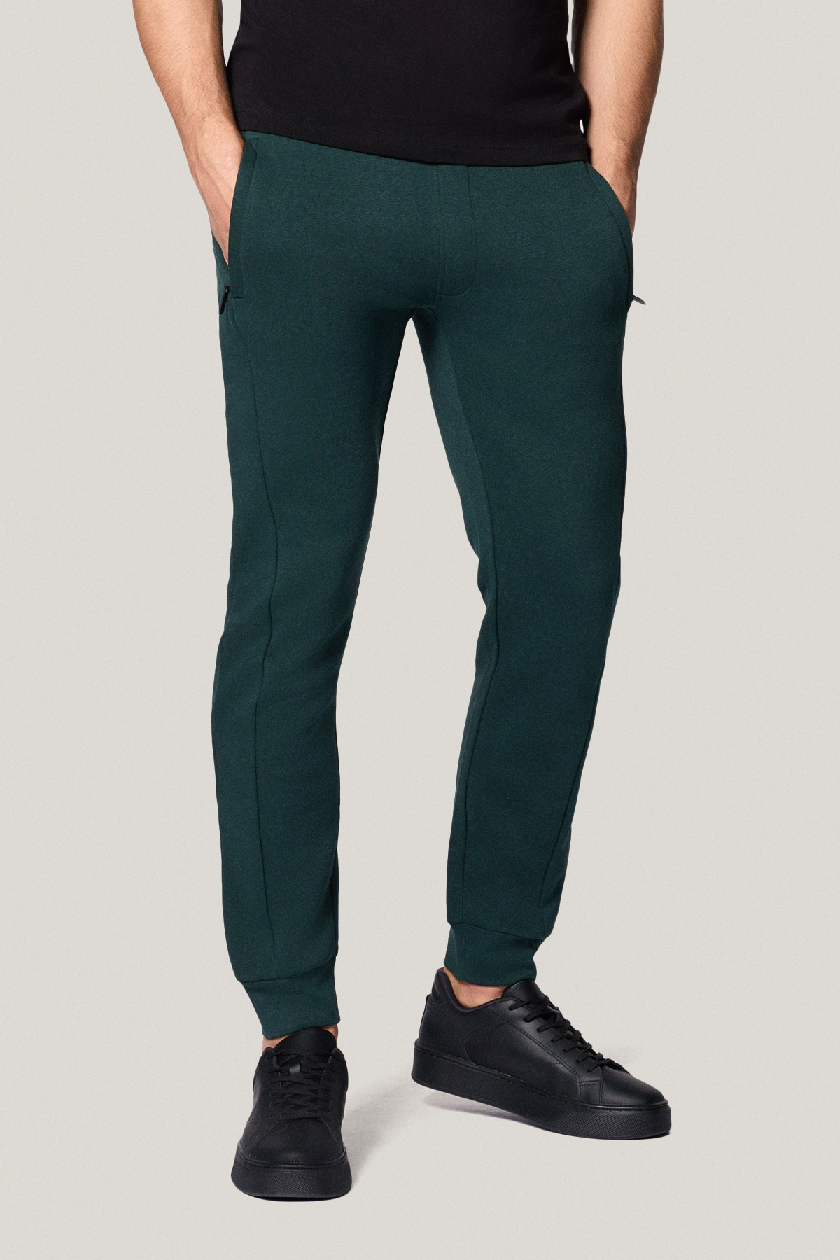 Spodnie Dresowe Zielone z Haftem z Bawełną PM4