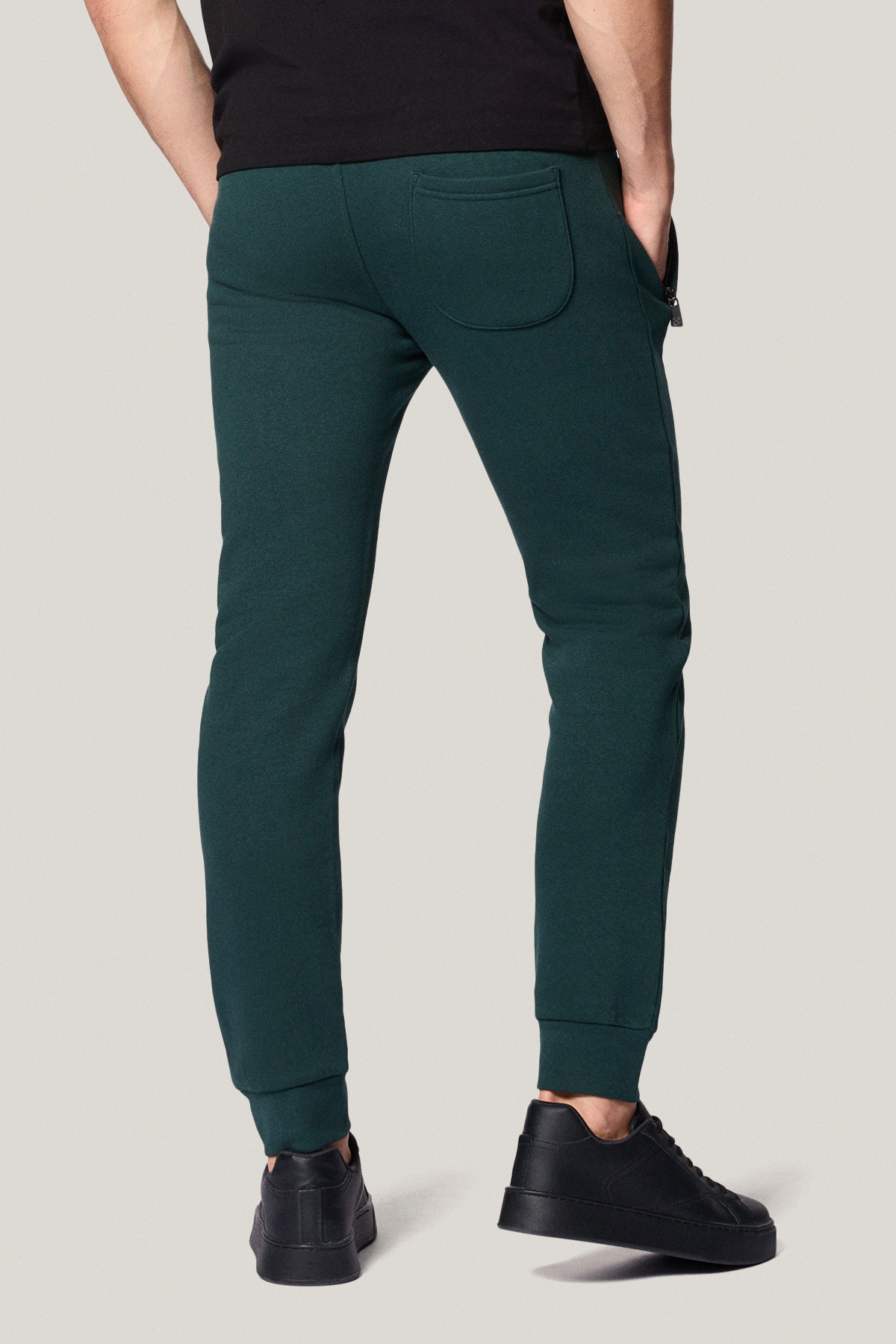 Spodnie Dresowe Zielone z Haftem z Bawełną PM4