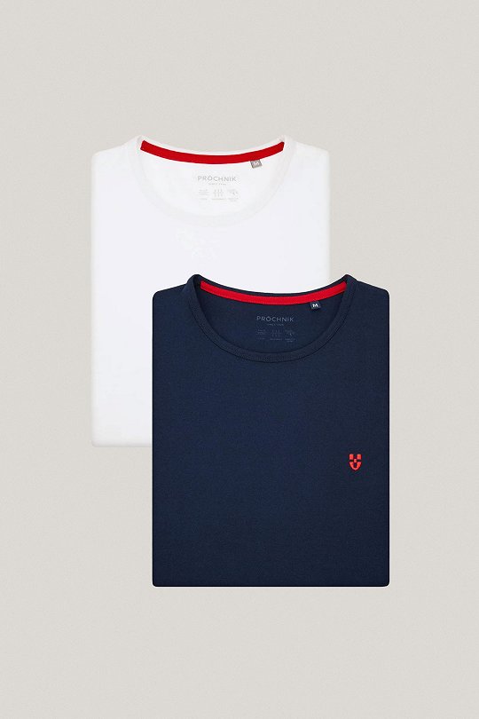 Zestaw 2 T-shirtów Biały i Granatowy z Bawełną PM5