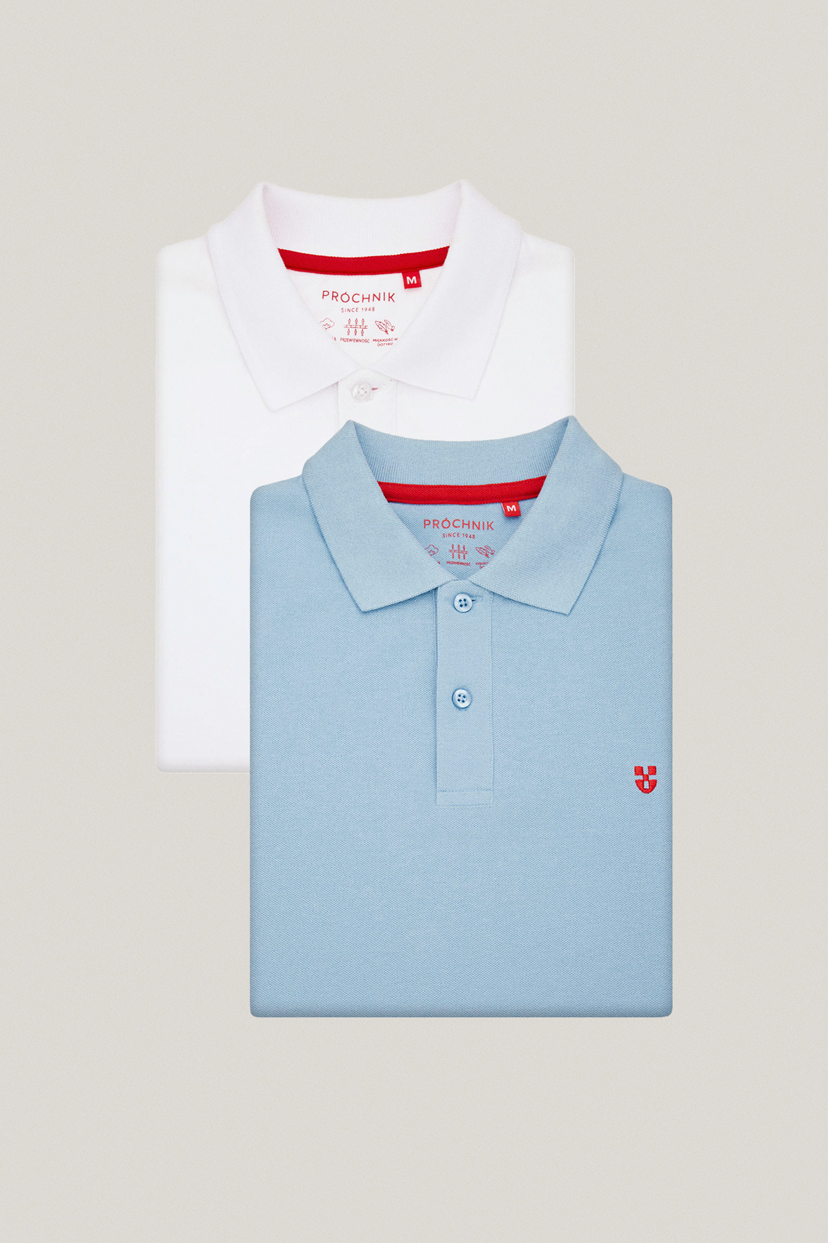 Zestaw 2 Koszulek Polo Bawełnianych Biała i Błękitna PM3