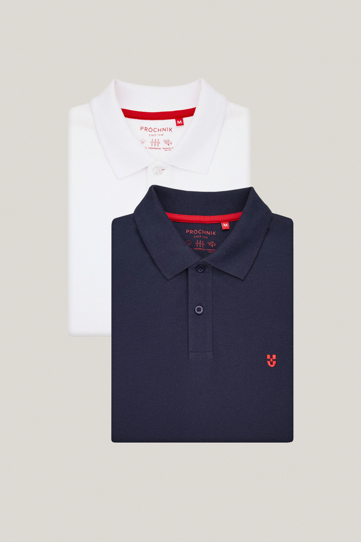Zestaw 2 Koszulek Polo Bawełnianych Biała i Granatowa PM3