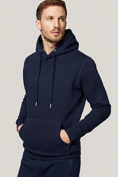 Bluza Nierozpinana z Kapturem Granatowa z Haftem PM12