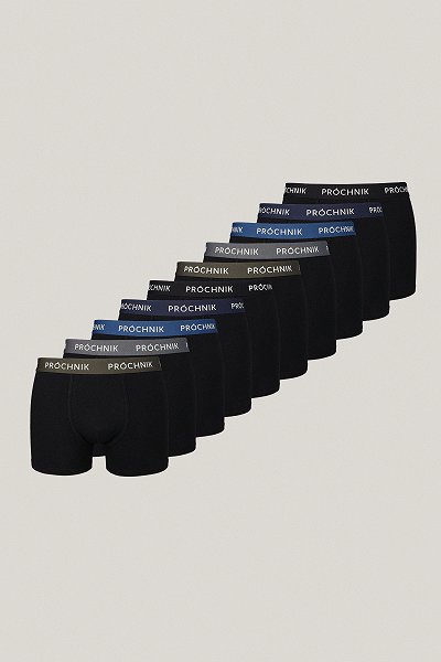 Zestaw 10 Par Czarnych Bokserek z Bawełną PM10