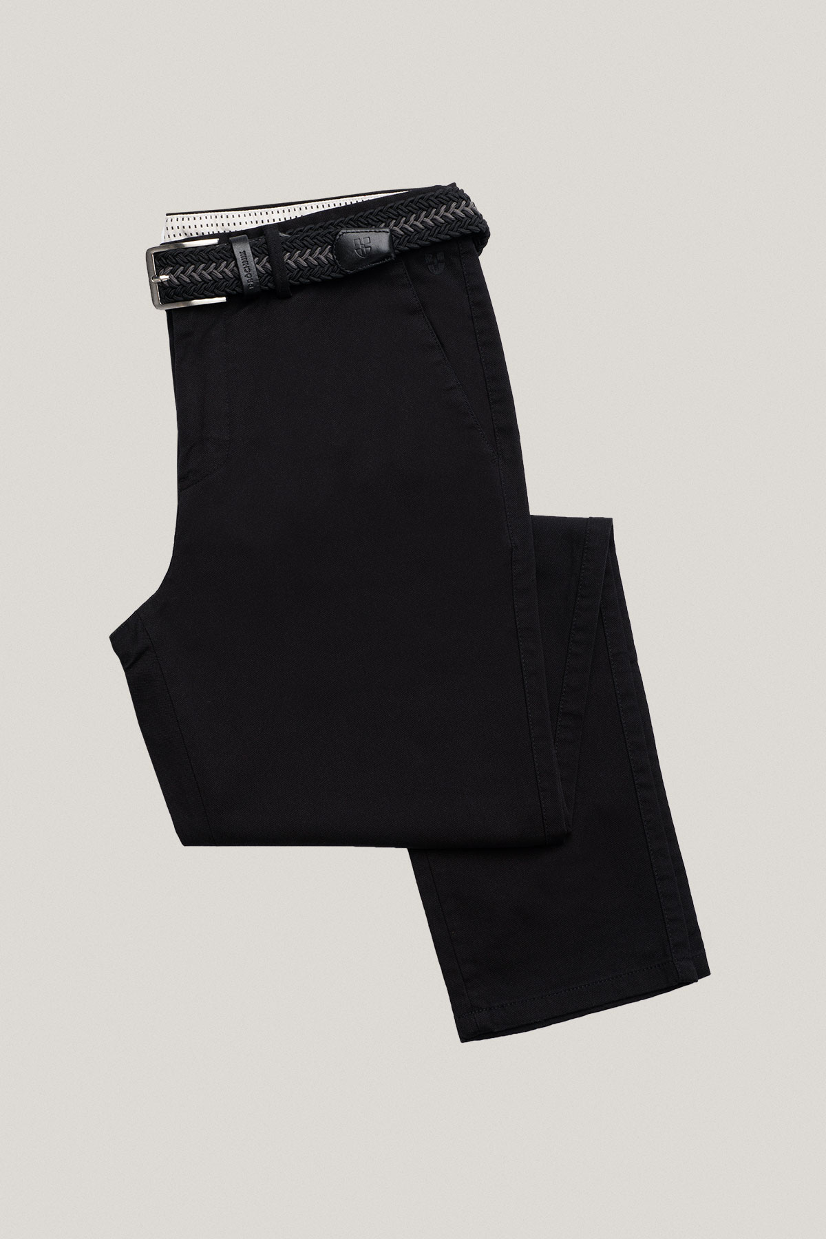 Zestaw Spodnie Chino Czarne PM2 Plus Pasek Pleciony PM20