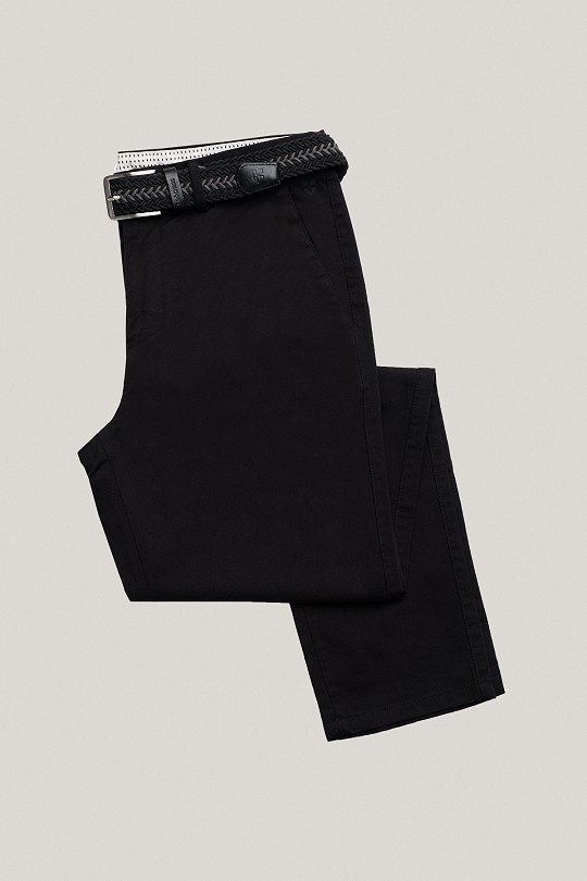 Zestaw Spodnie Chino Czarne PM2 Plus Pasek Pleciony PM20
