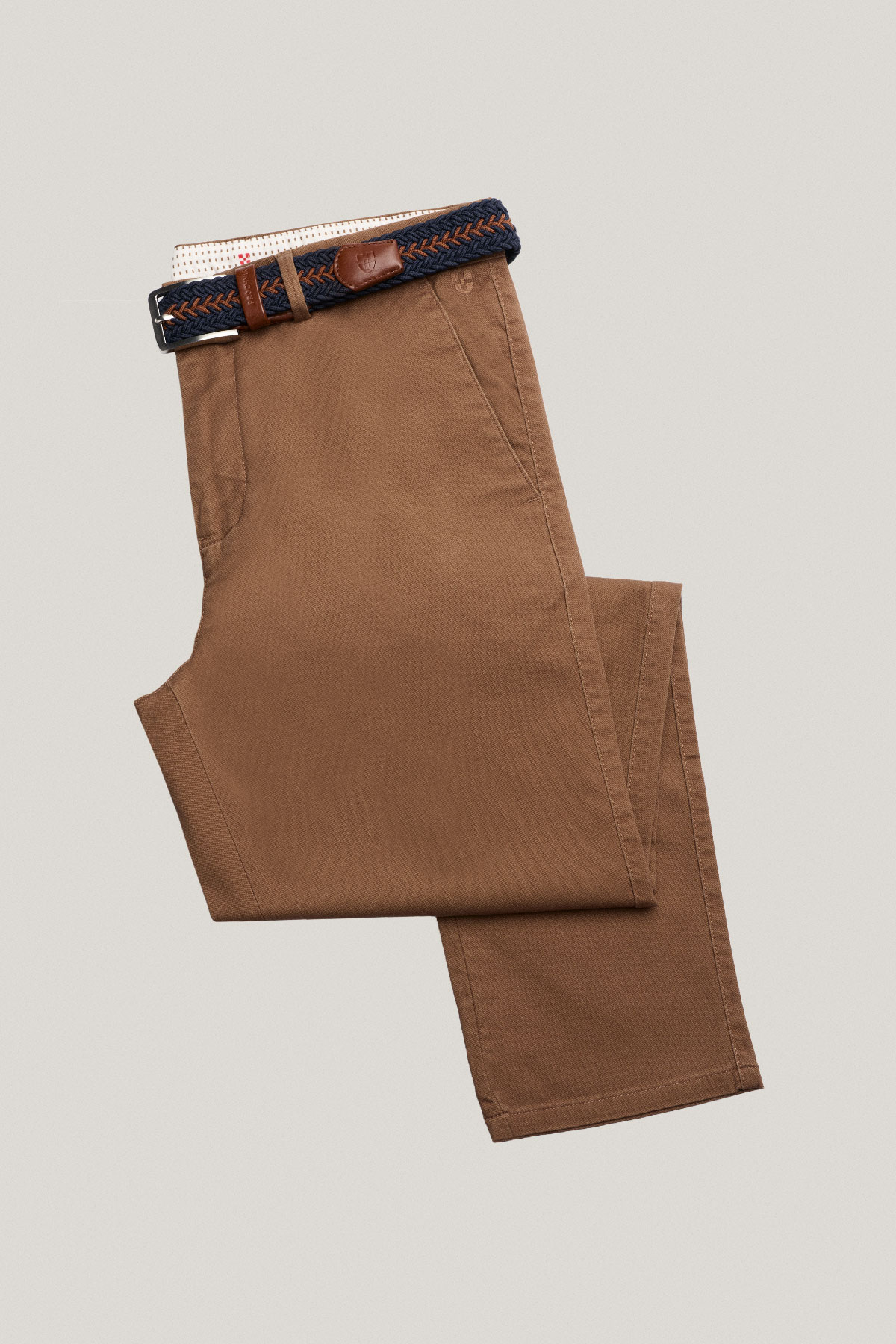Zestaw Spodnie Chino Brązowe PM2 Plus Pasek Pleciony PM19