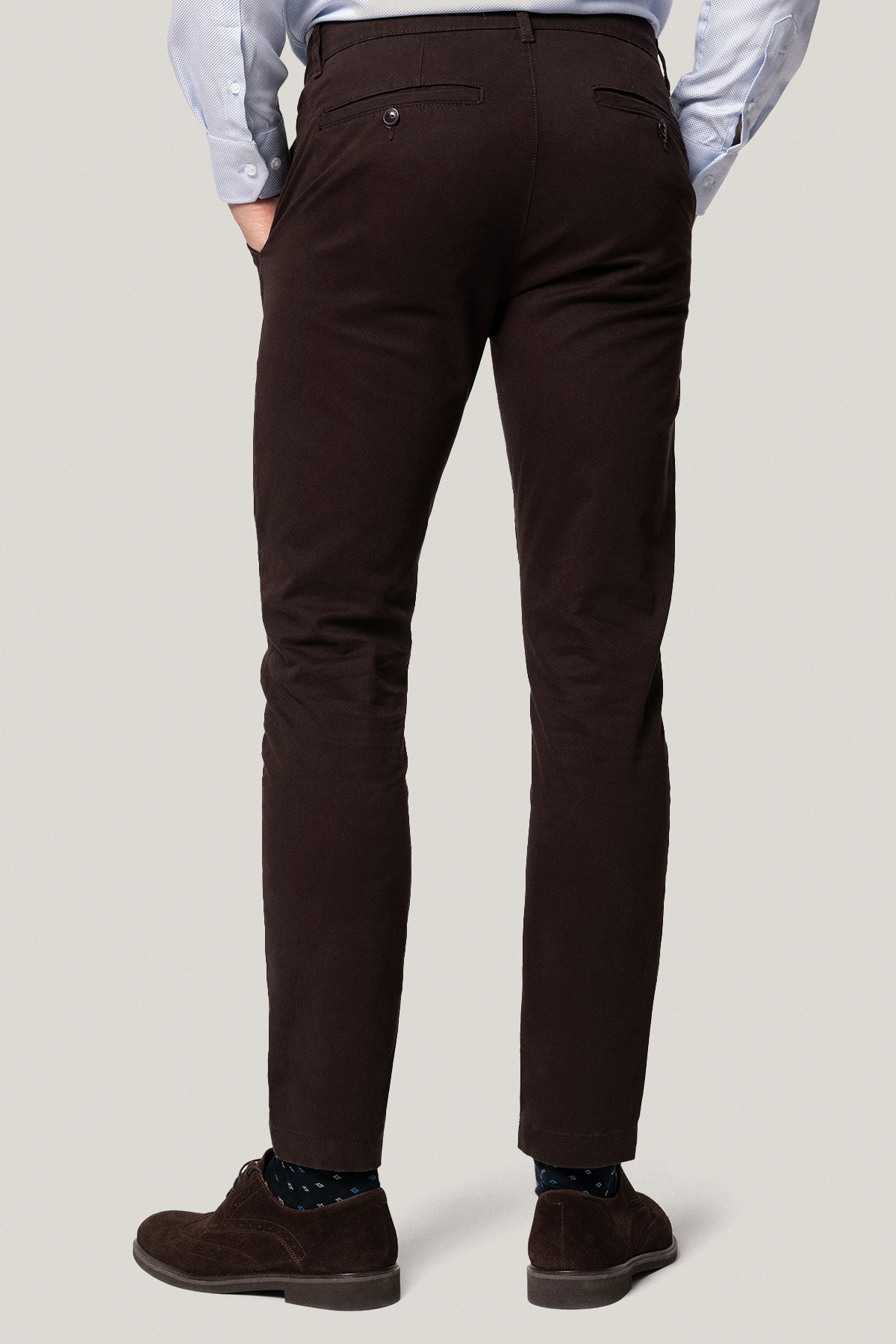 Spodnie Chino Slim Fit Brązowe z Bawełny PM1