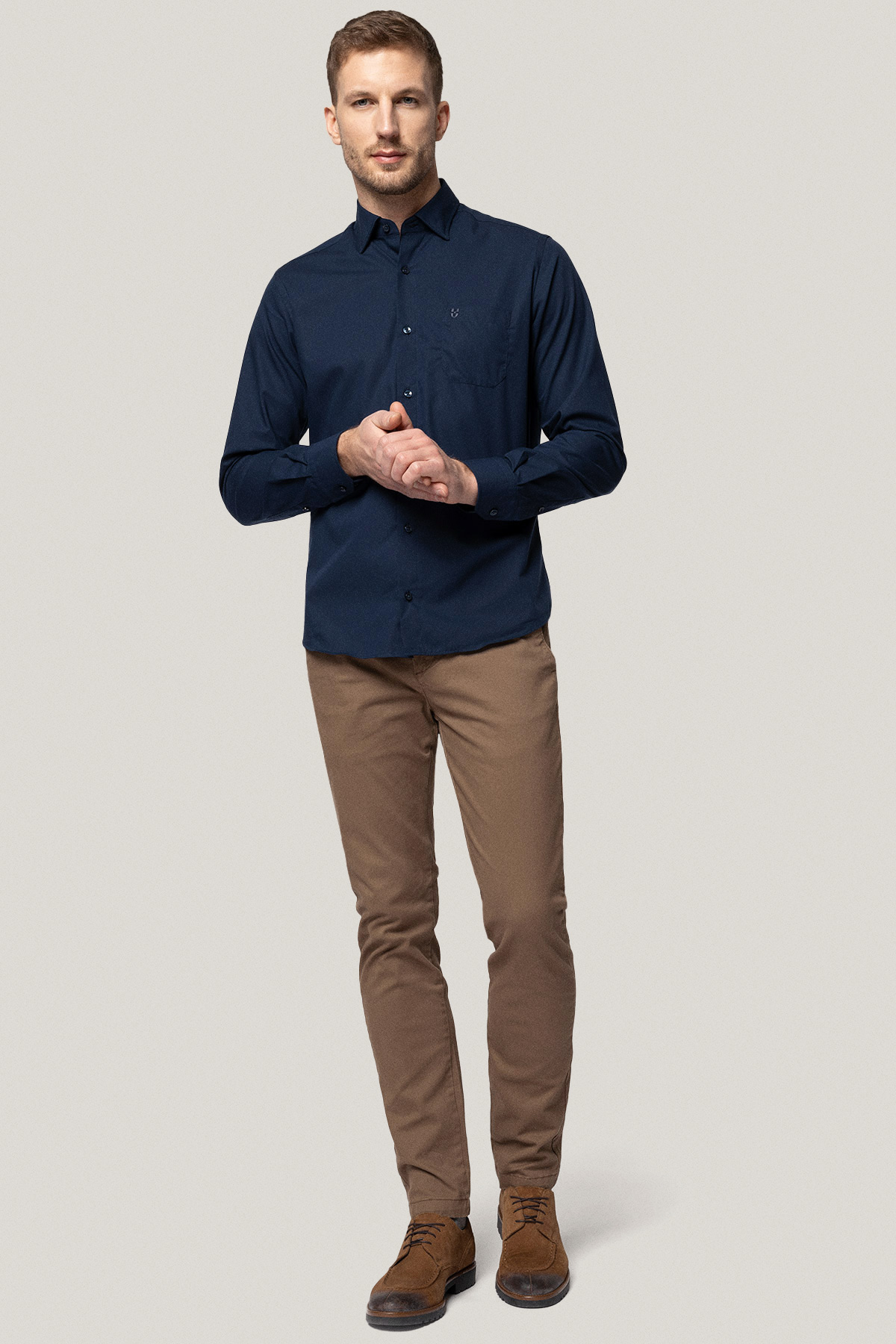 Spodnie Chino Slim Fit Beżowe z Bawełny PM1