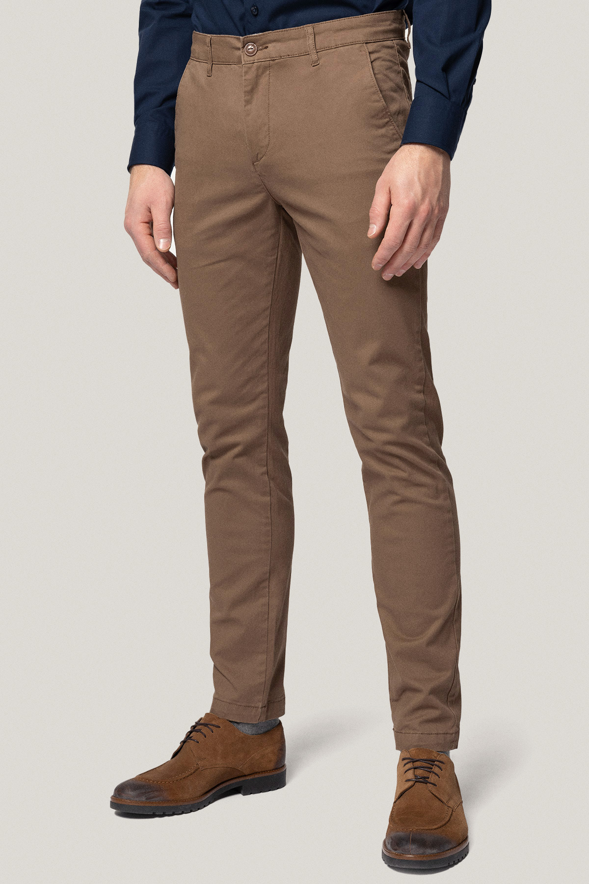 Spodnie Chino Slim Fit Beżowe z Bawełny PM1