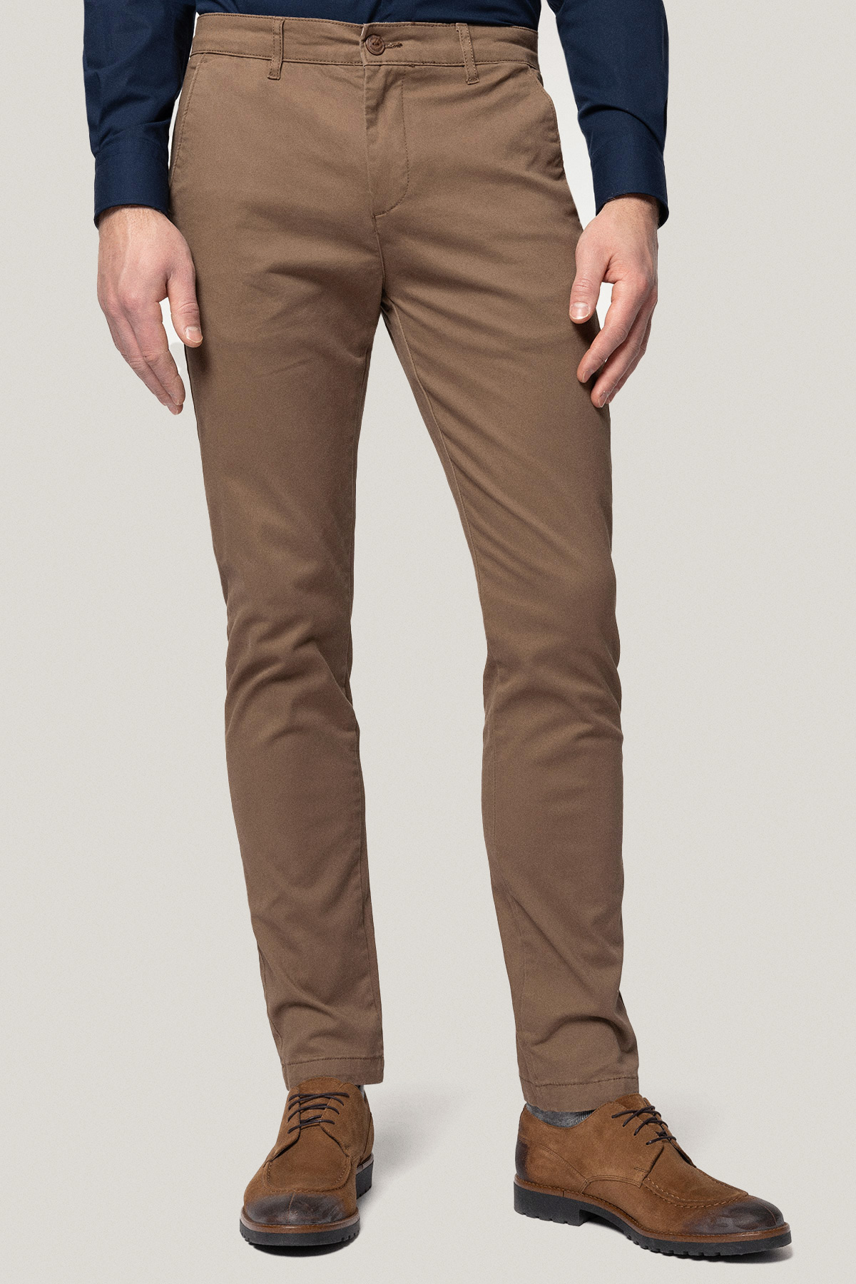 Spodnie Chino Slim Fit Beżowe z Bawełny PM1