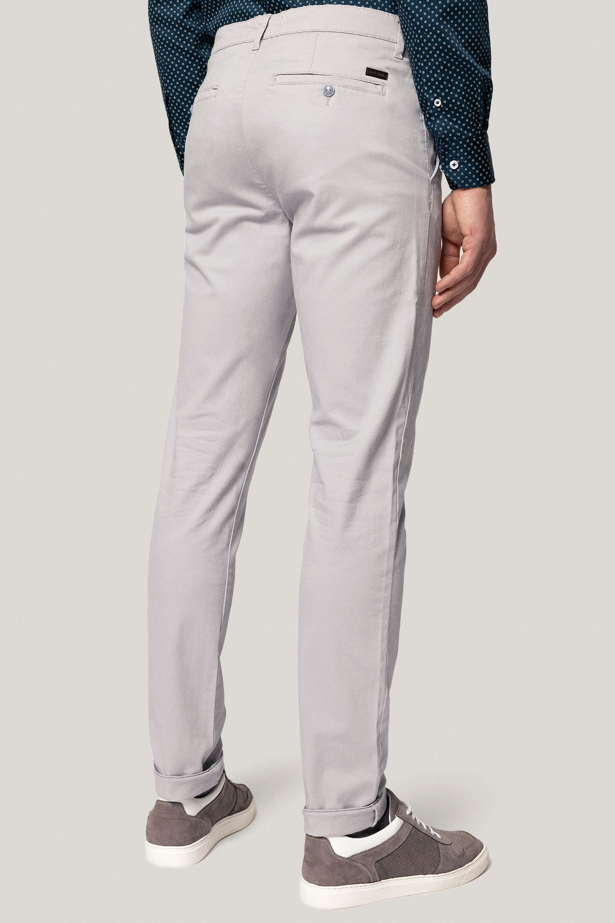 Spodnie Chino Slim Fit Jasnoszare z Bawełny PM1