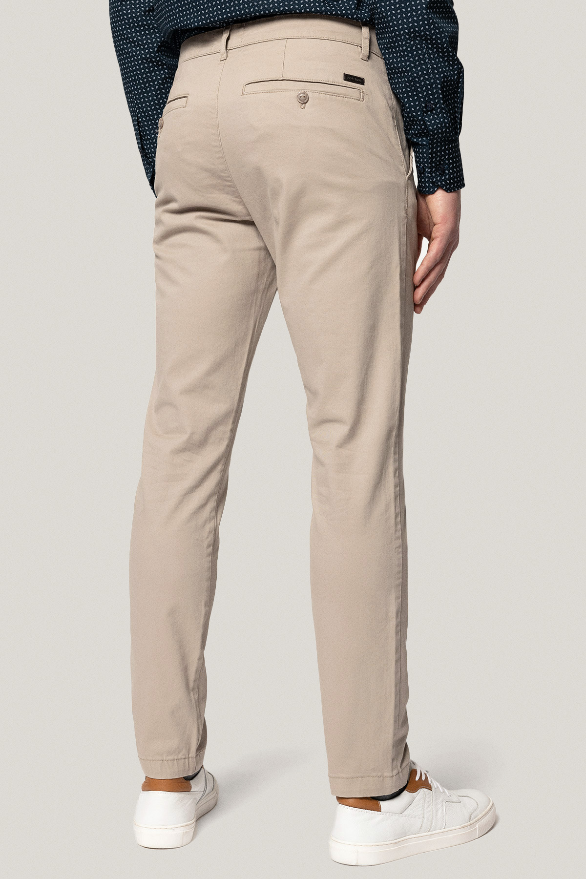 Spodnie Chino Slim Fit Jasnobeżowe z Bawełny PM1