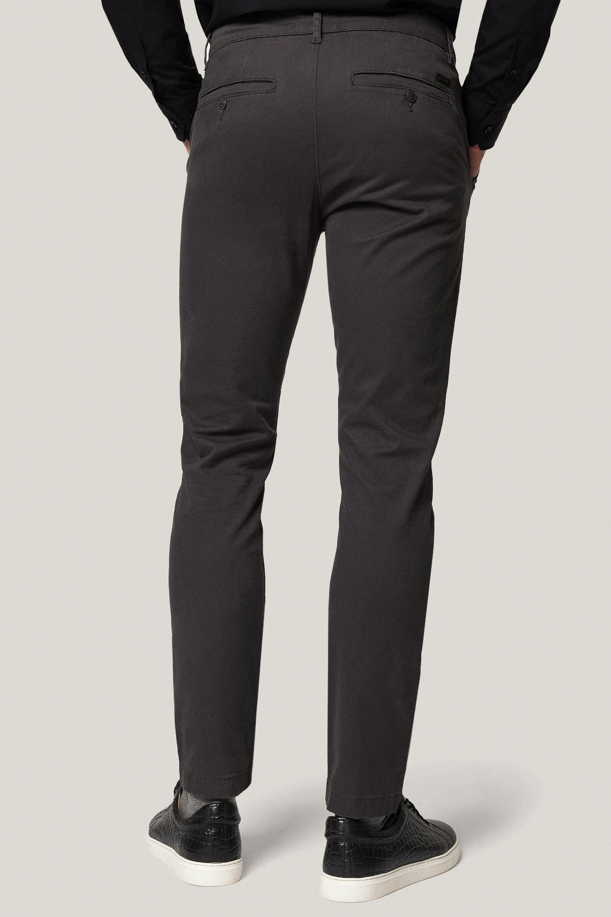 Spodnie Chino Slim Fit Szare z Bawełny PM1