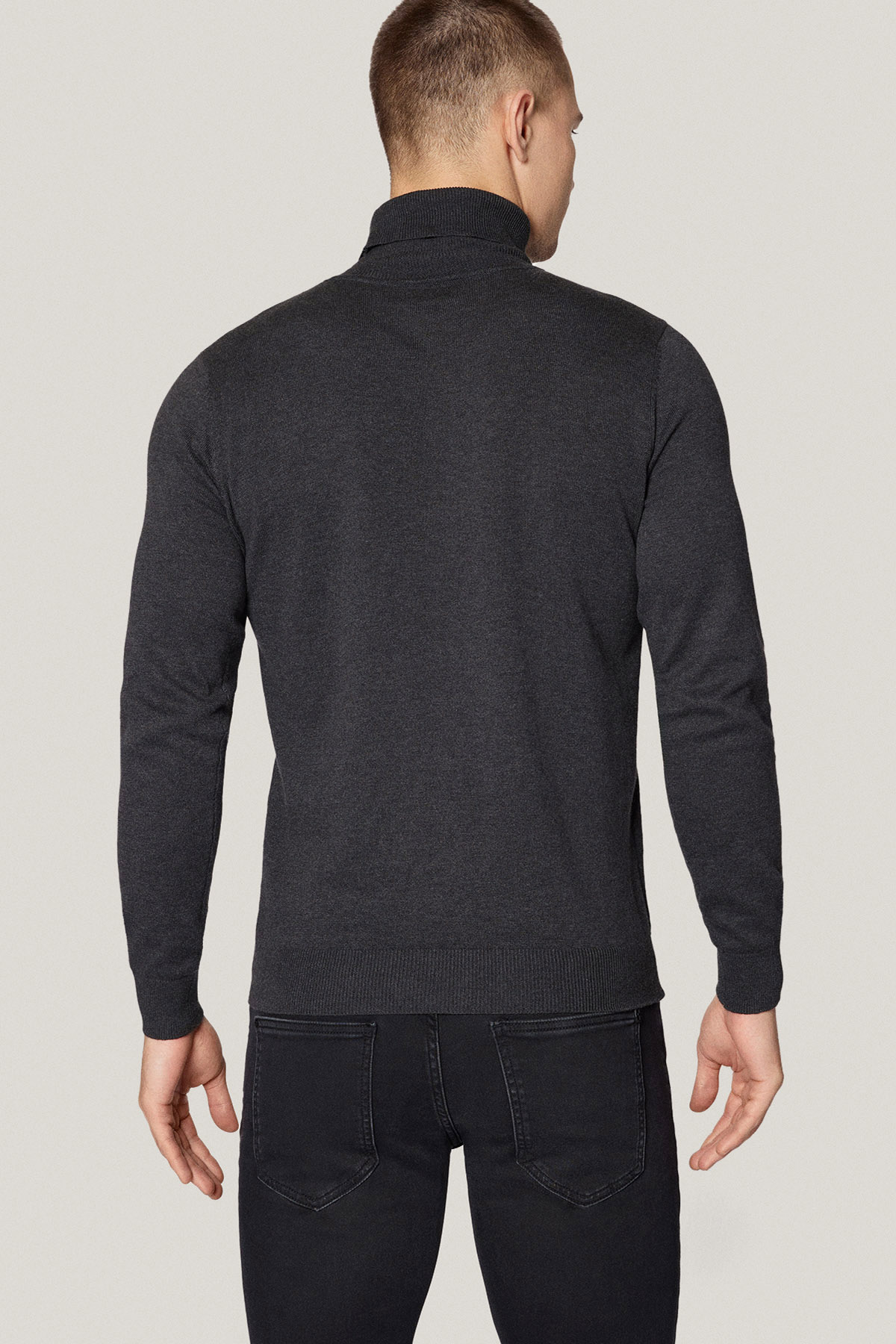 Golf z Bawełną Gładki Grafitowy PM4