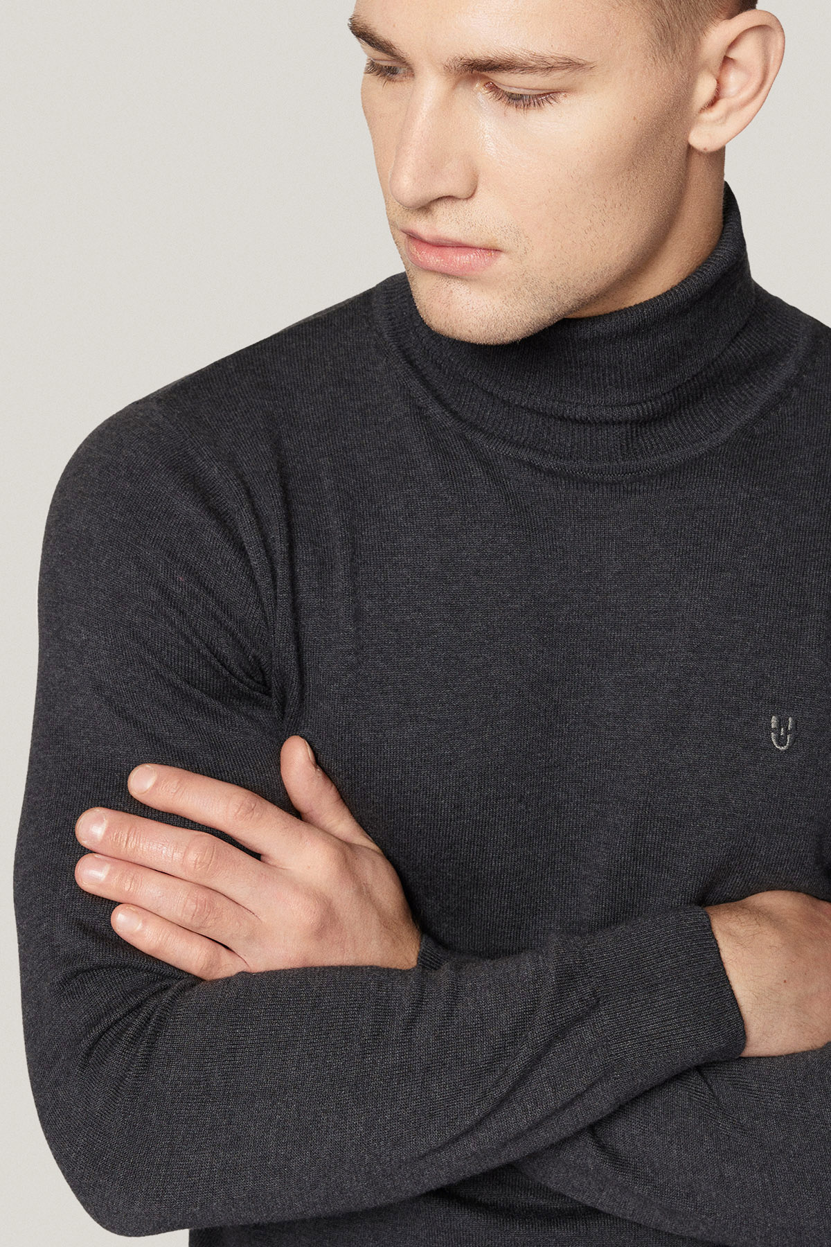 Golf z Bawełną Gładki Grafitowy PM4