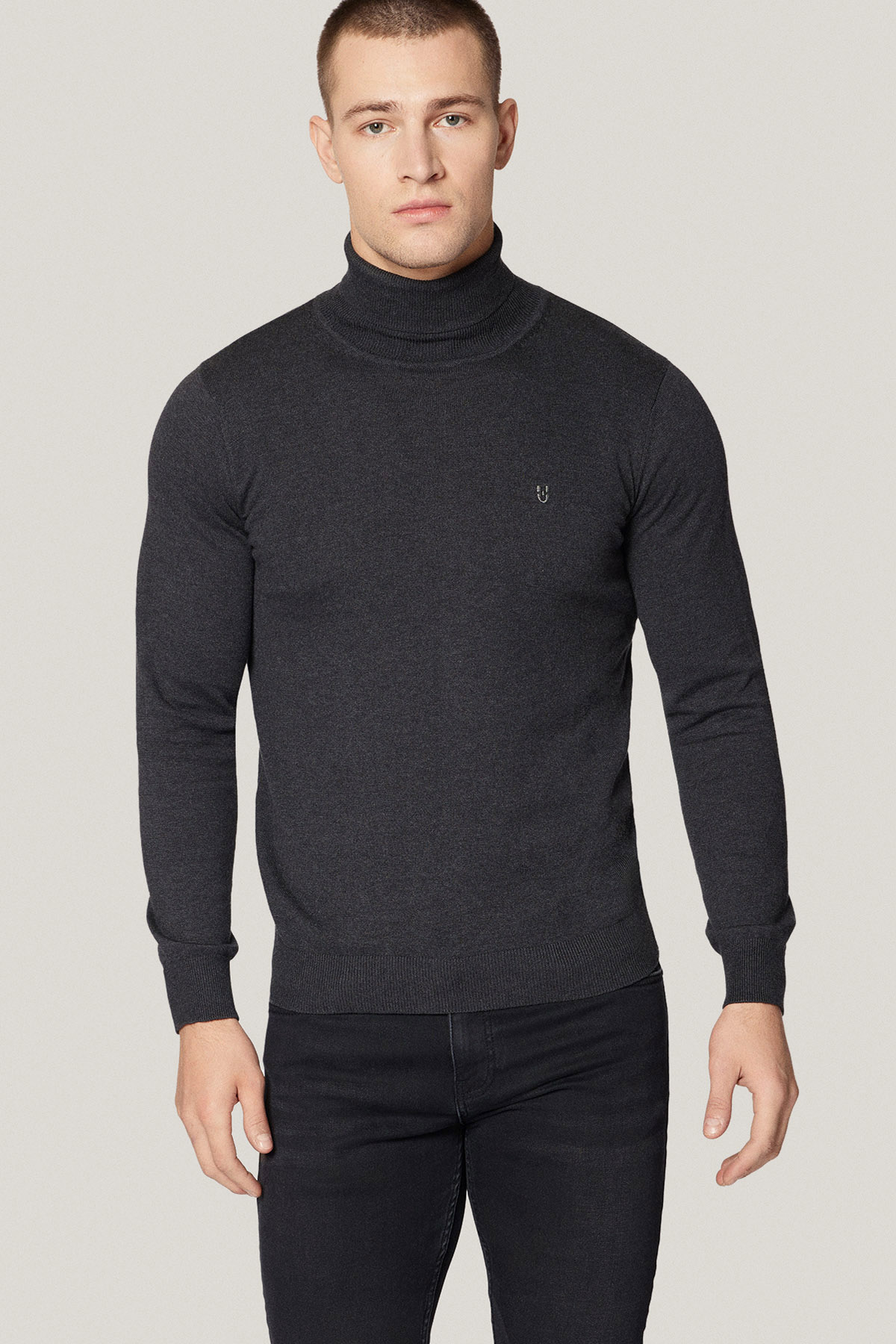 Golf z Bawełną Gładki Grafitowy PM4