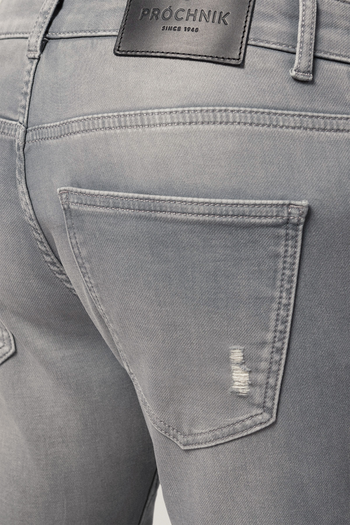 Jeansy Szare Slim Fit z Przetarciami PM2