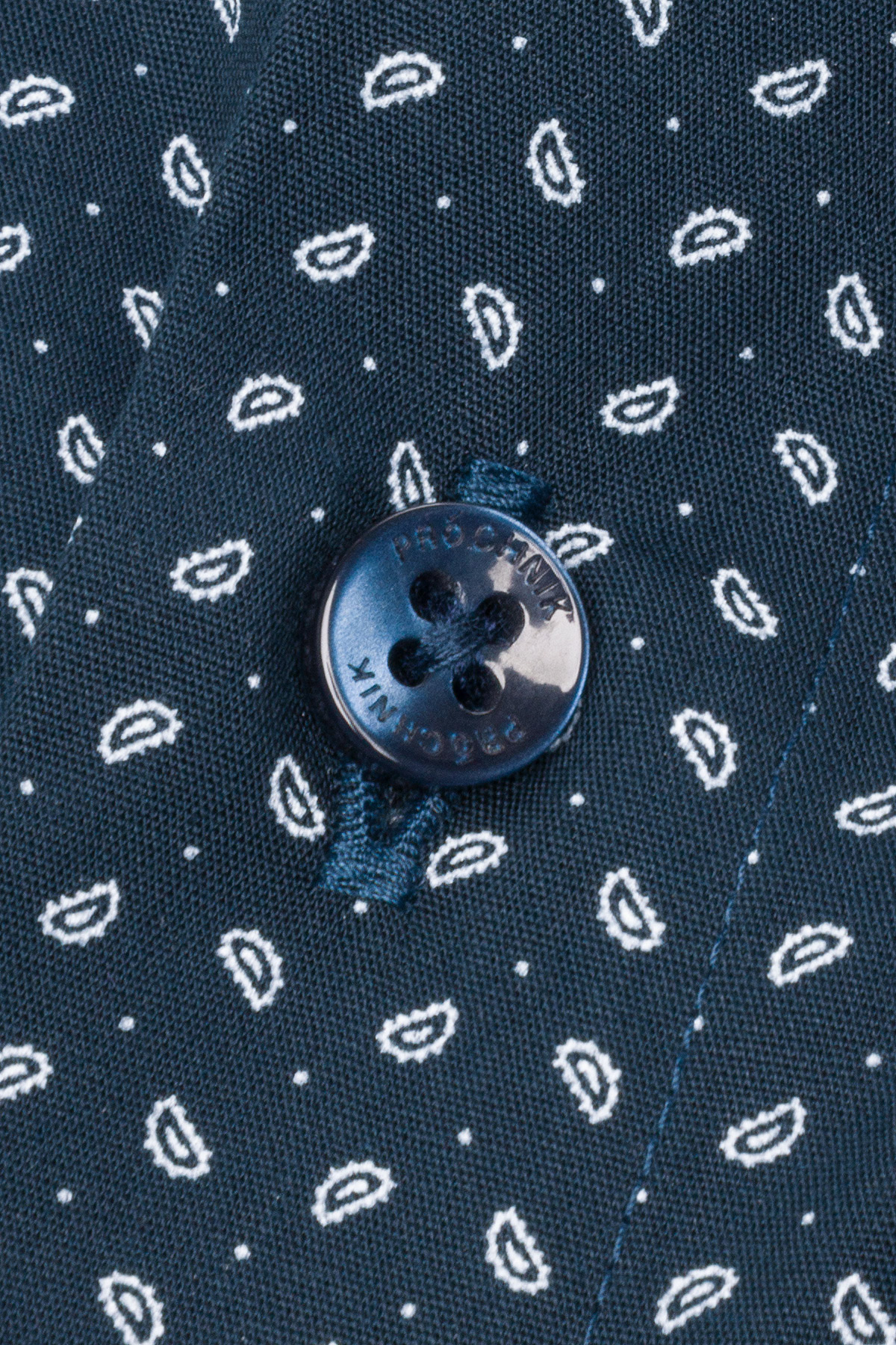 Koszula Granatowa z Bawełny z Długim Rękawem Paisley PM14