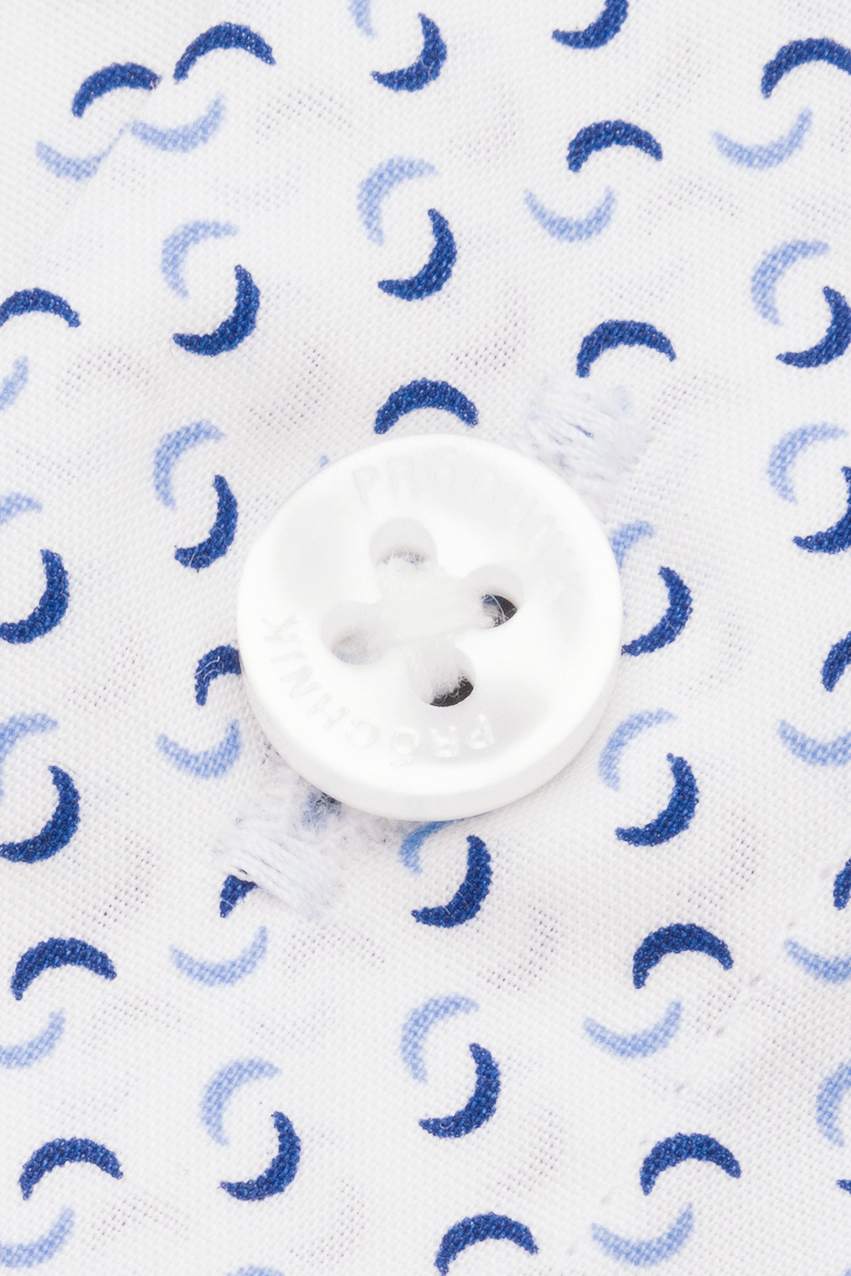 Koszula Biała z Bawełny z Długim Rękawem z Niebieskim Wzorem PM15