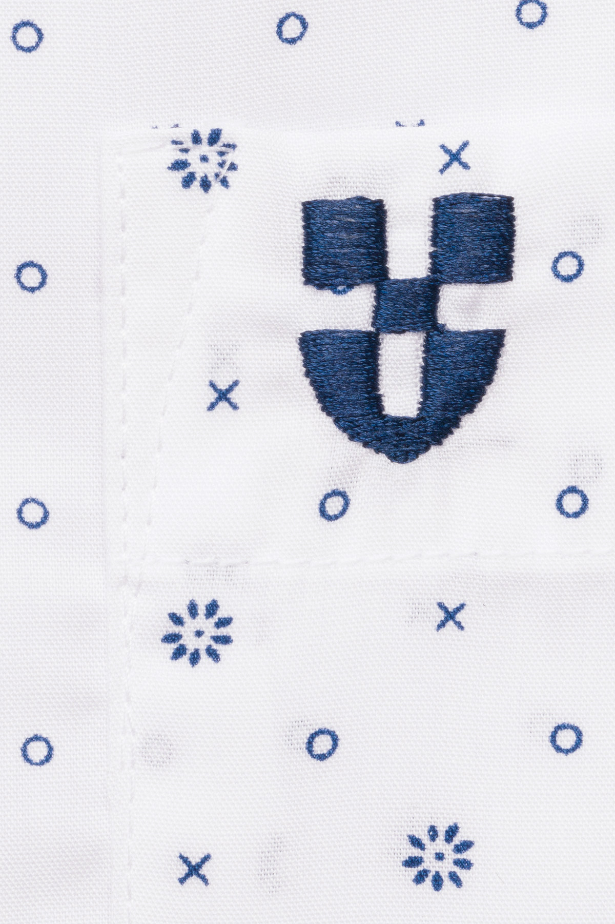 Koszula Biała z Bawełny z Długim Rękawem z Mikrowzorem PM18