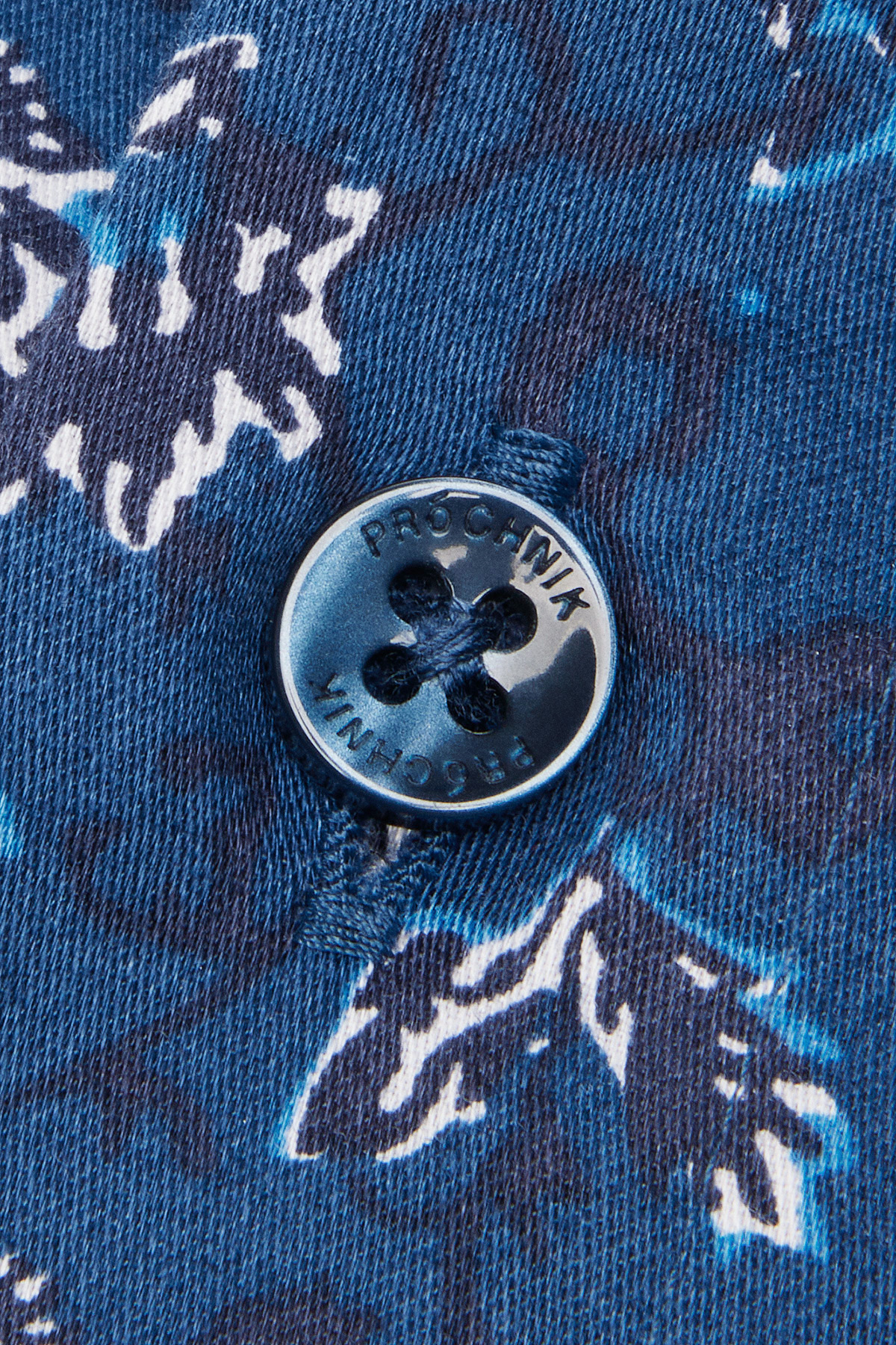 Koszula Granatowa z Bawełny z Długim Rękawem w Kwiaty PM20