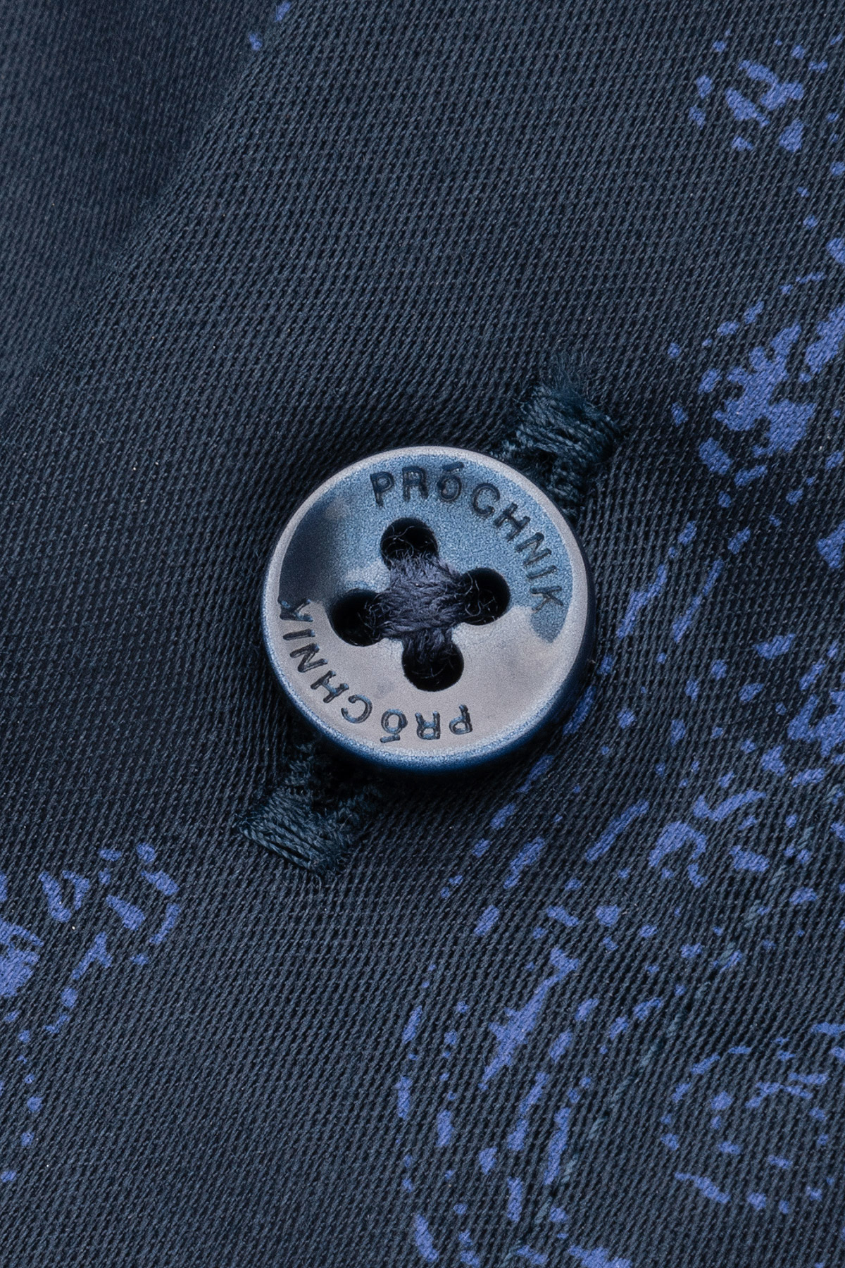 Koszula Ciemnogranatowa z Bawełny z Długim Rękawem Paisley PM21