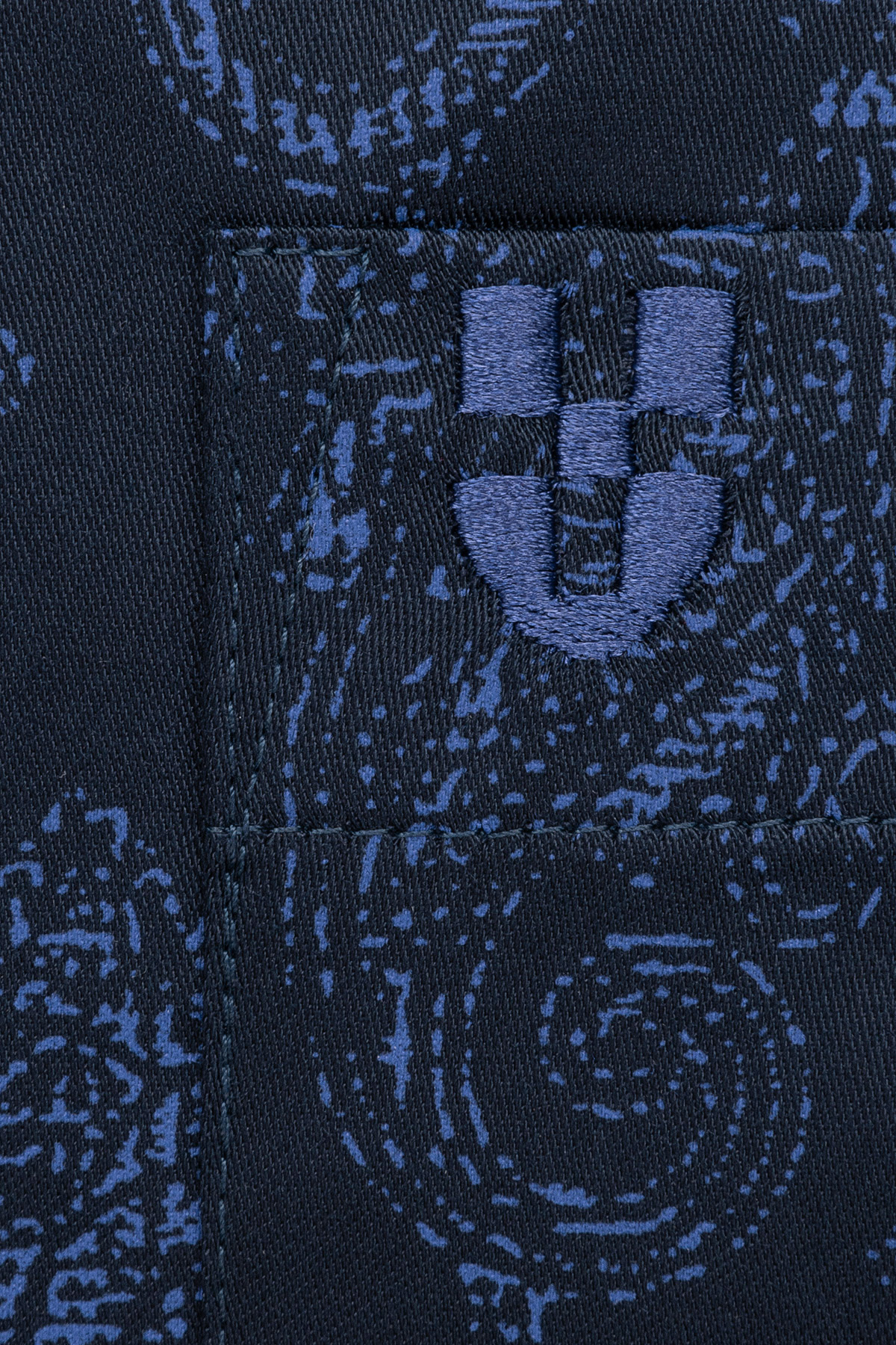 Koszula Ciemnogranatowa z Bawełny z Długim Rękawem Paisley PM21